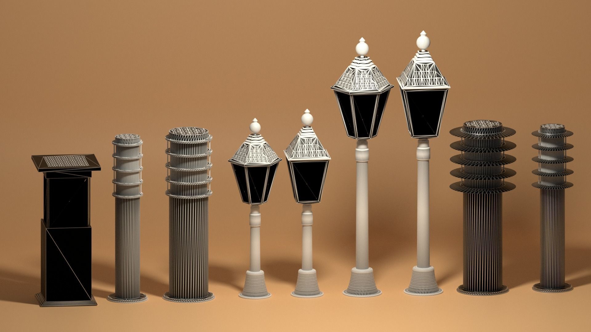 Solar Garden Light Collection 3D model_8