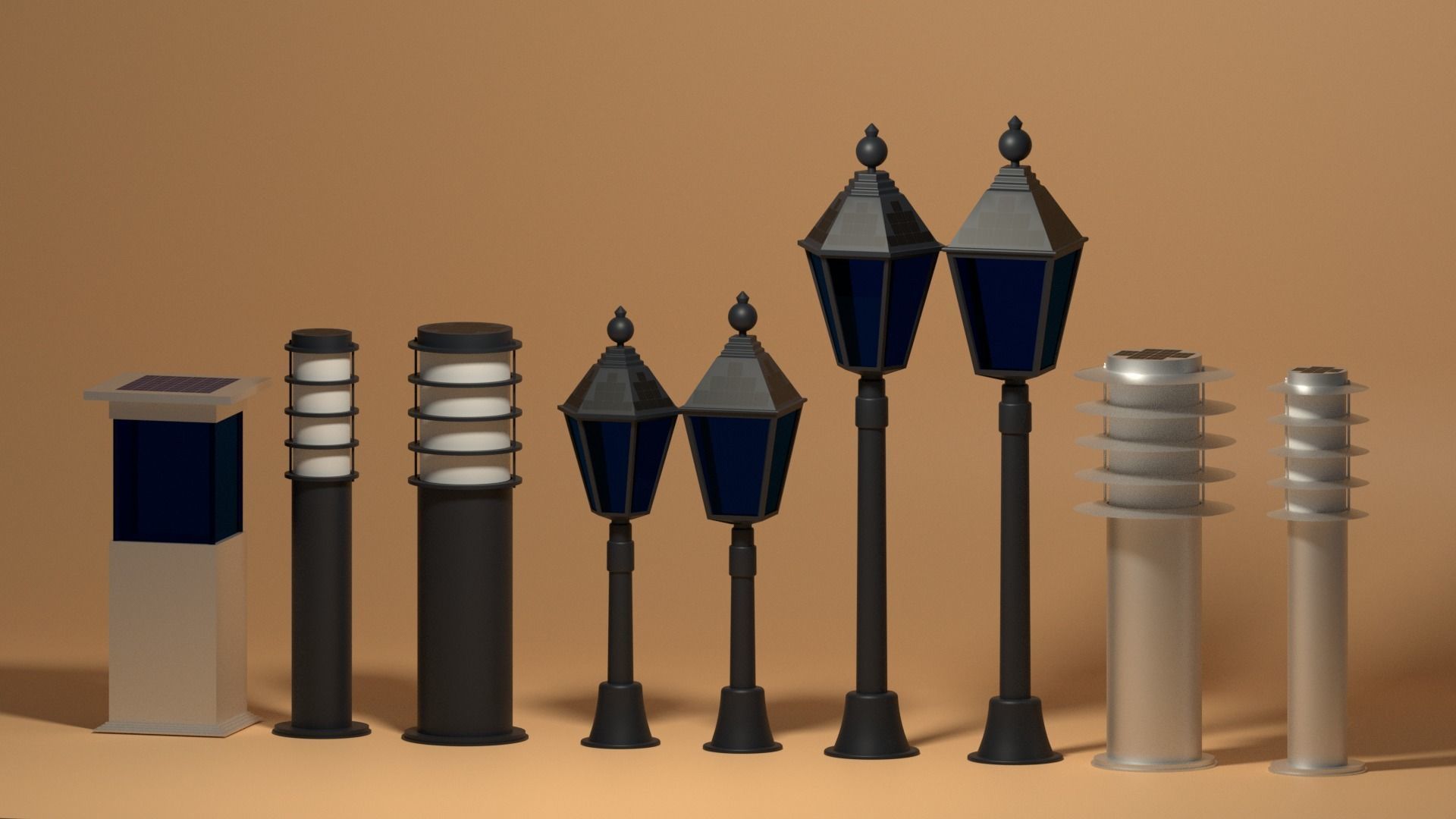 Solar Garden Light Collection 3D model_3