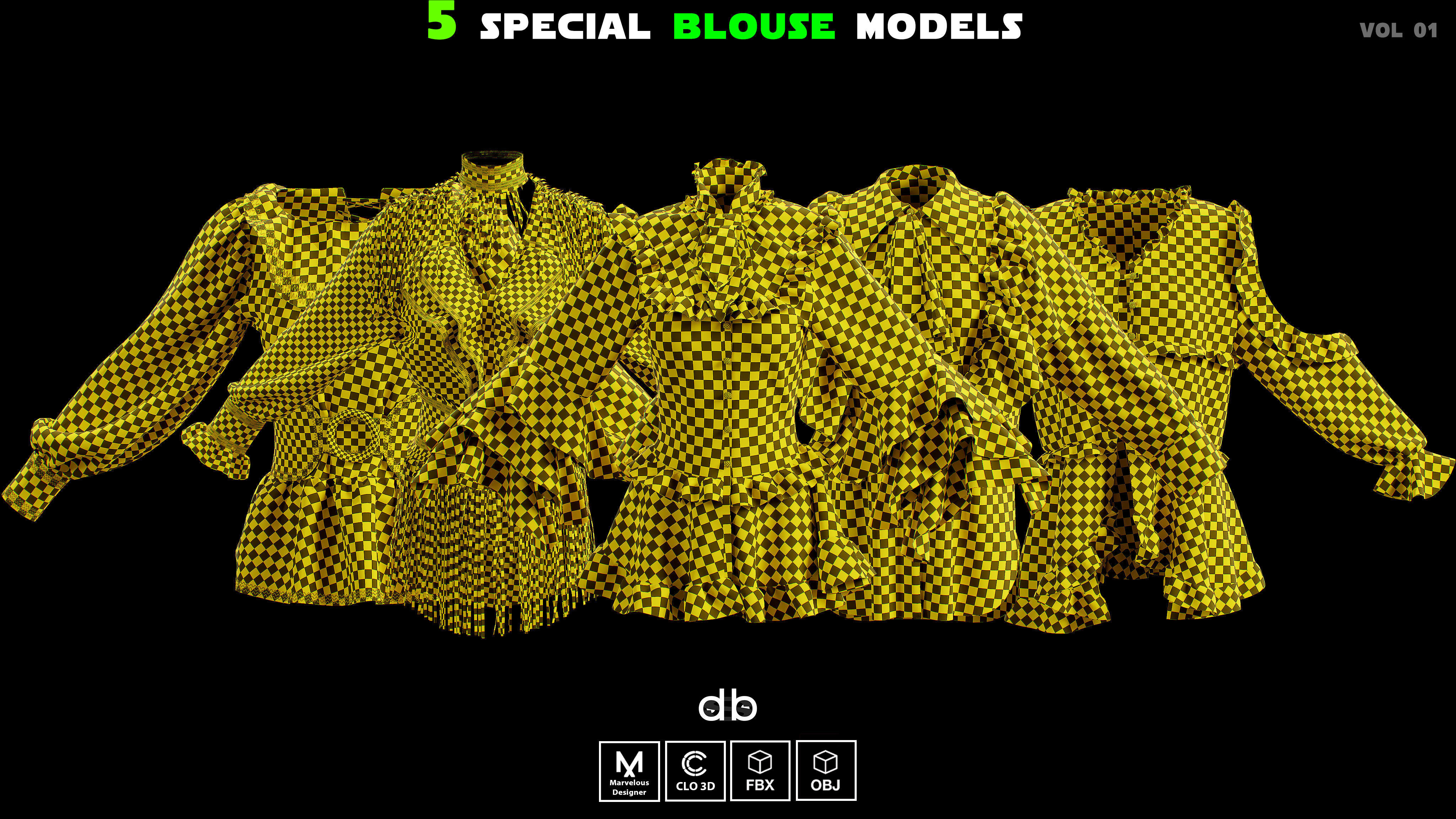 Special blouse models   MD  CLO3D  ZPRJ  OBJ  FBX Low-poly 3D model_6