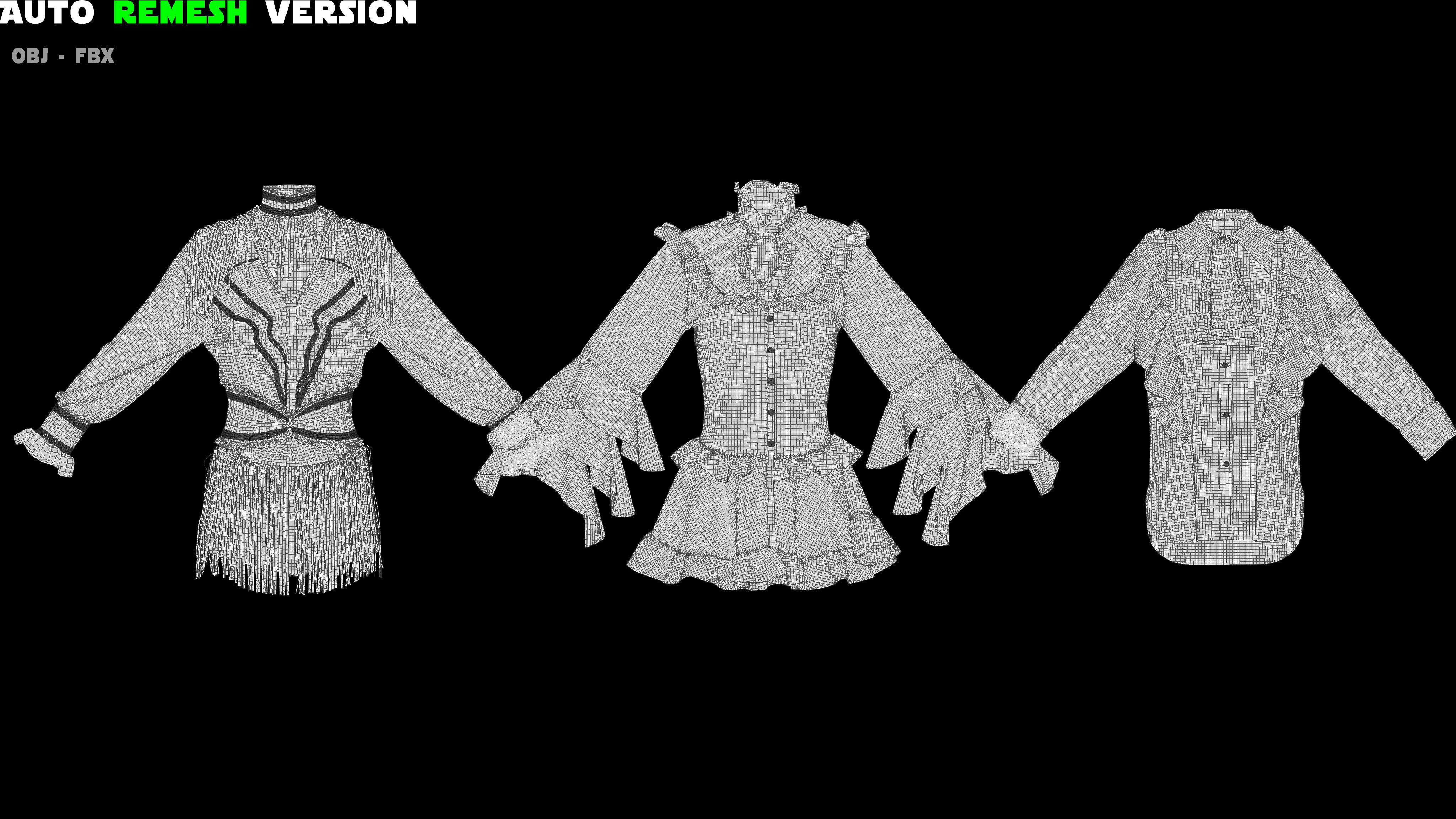 Special blouse models   MD  CLO3D  ZPRJ  OBJ  FBX Low-poly 3D model_7