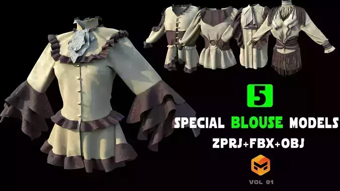 Special blouse models   MD  CLO3D  ZPRJ  OBJ  FBX