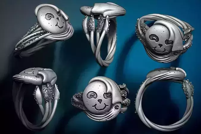 octopus ring giant squid ring Low-poly 3D model