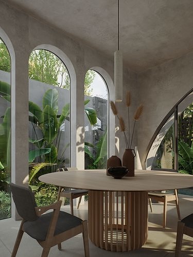 Modern Villa Exterior Scene - Photorealistic Tropical 3D Model 3D model 7