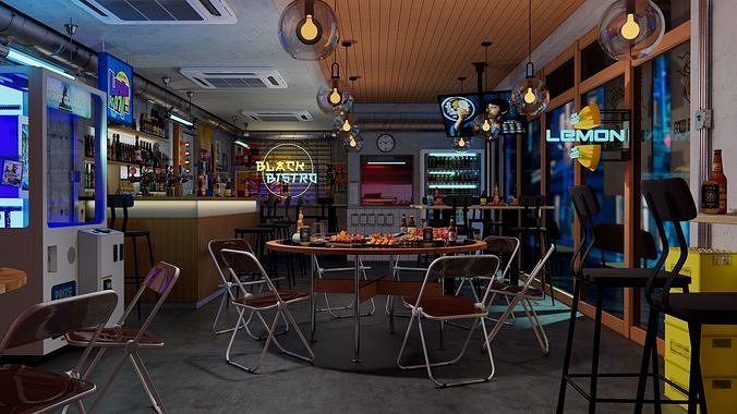 bistro interior of restaurant 3D model
