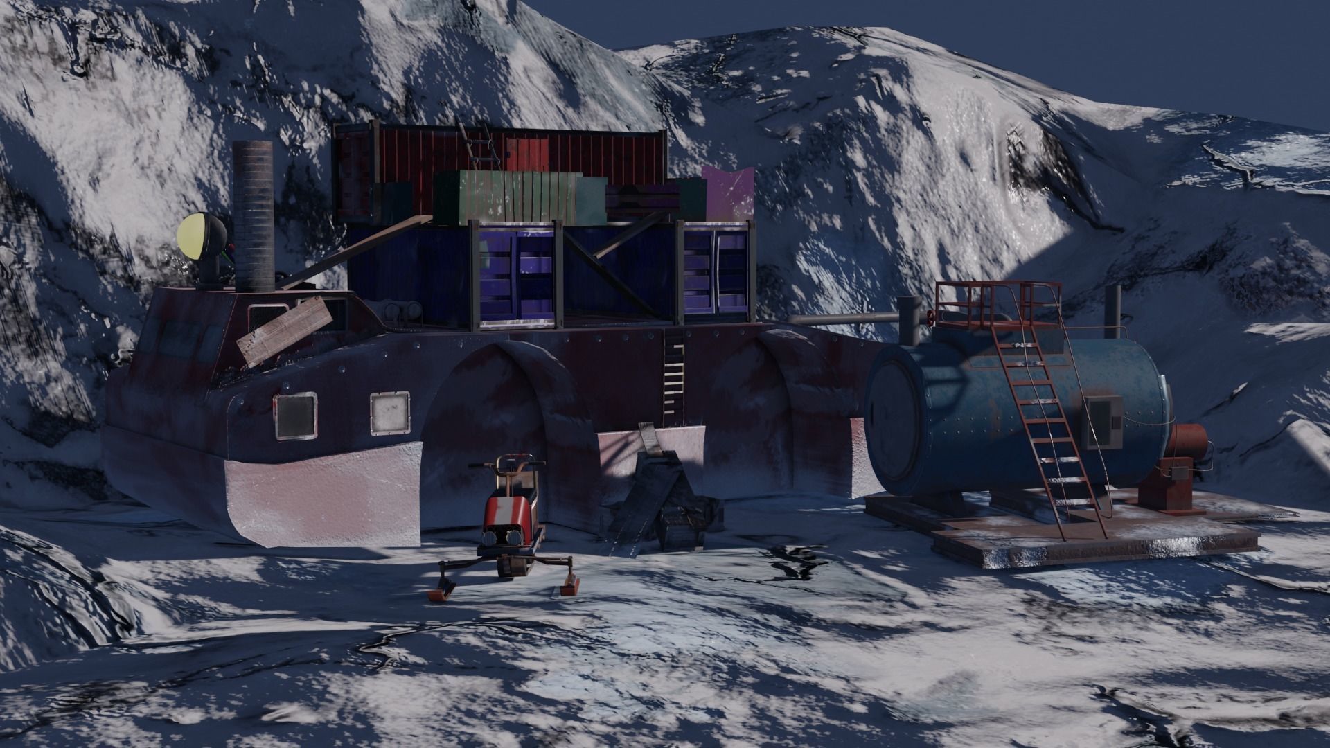 Antarctica ship in snow 3D model_2