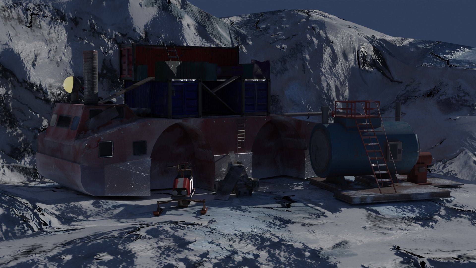 Antarctica ship in snow 3D model_4