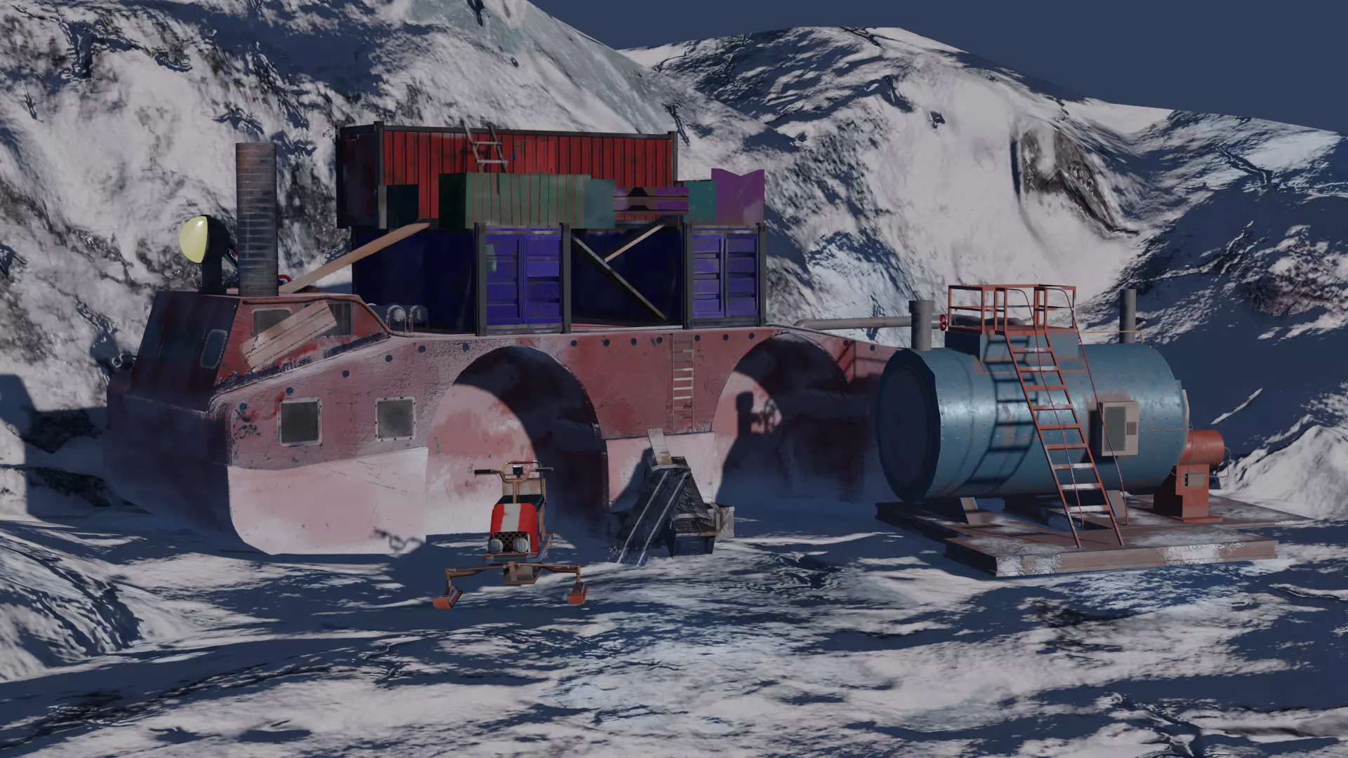 Antarctica ship in snow 3D model_0