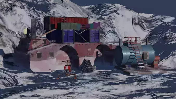 Antarctica ship in snow 3D model