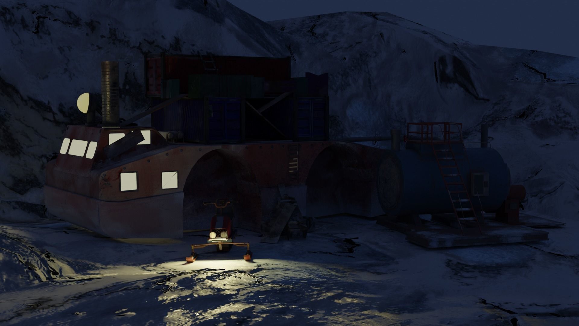 Antarctica ship in snow 3D model_5