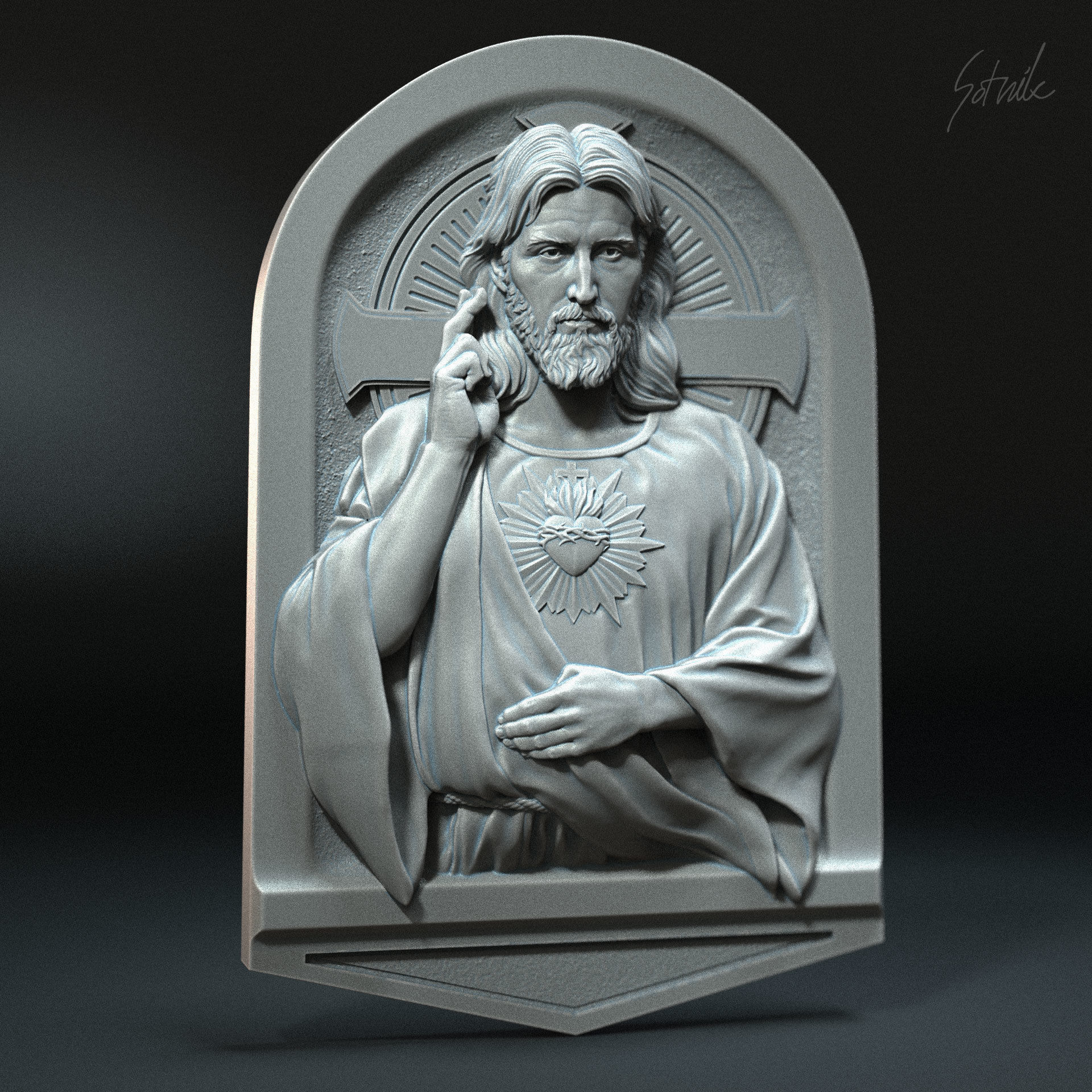 Jesus Relief 01 3D print model_4