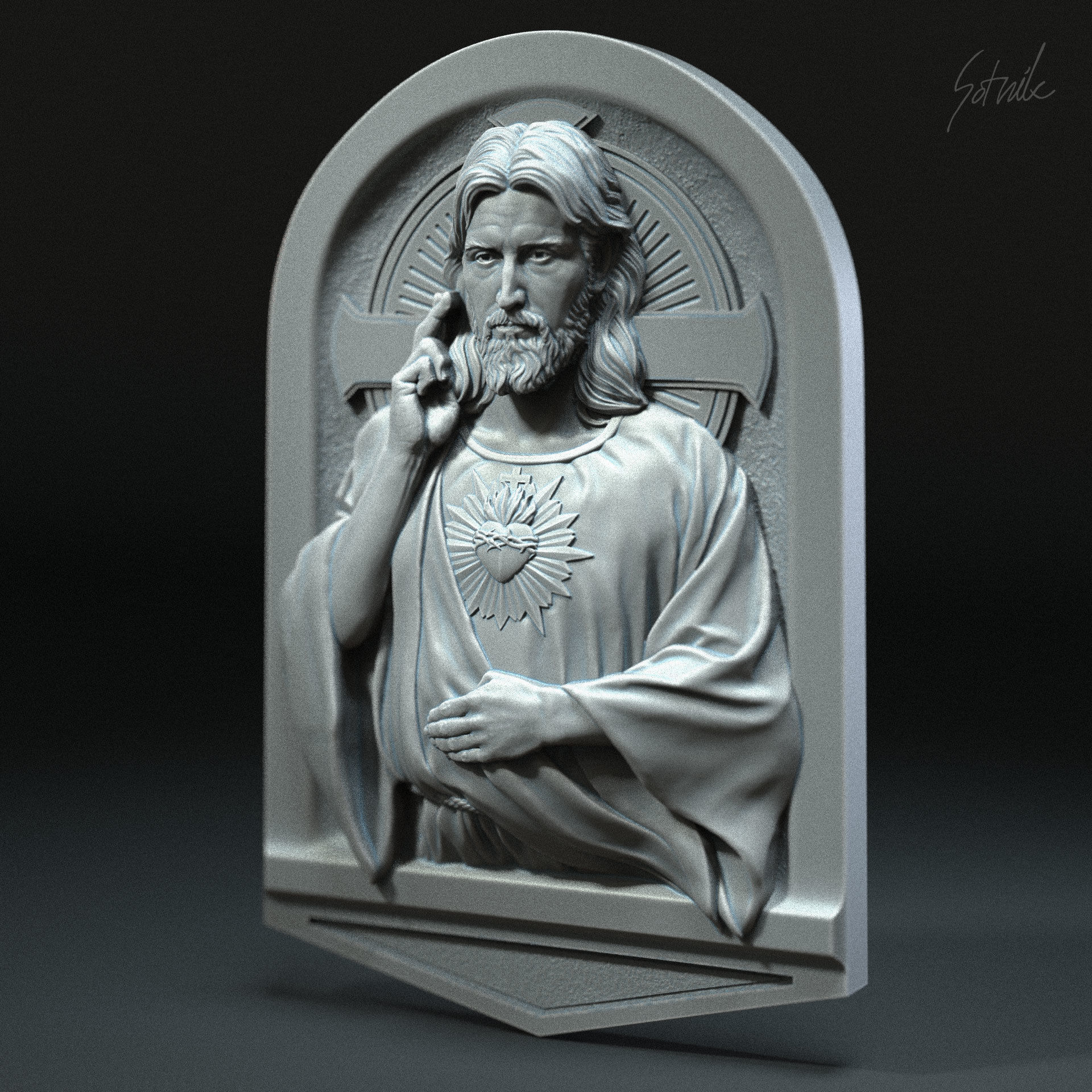 Jesus Relief 01 3D print model_3