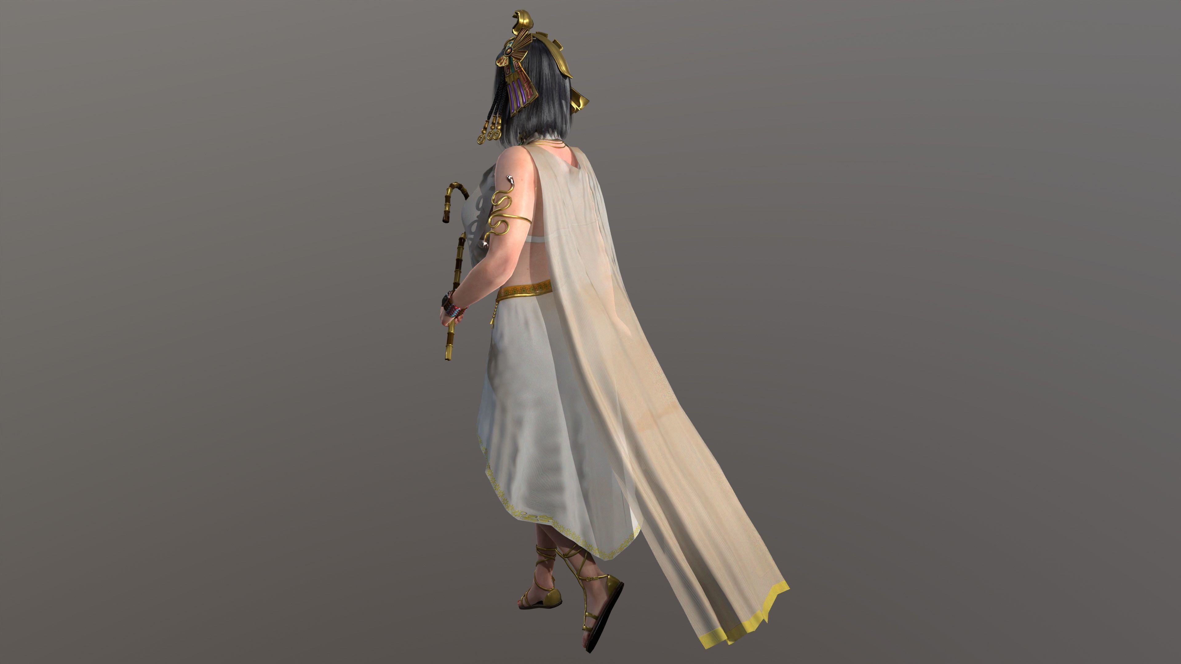 Cleopatra egyptian woman in dress Low-poly 3D model_4