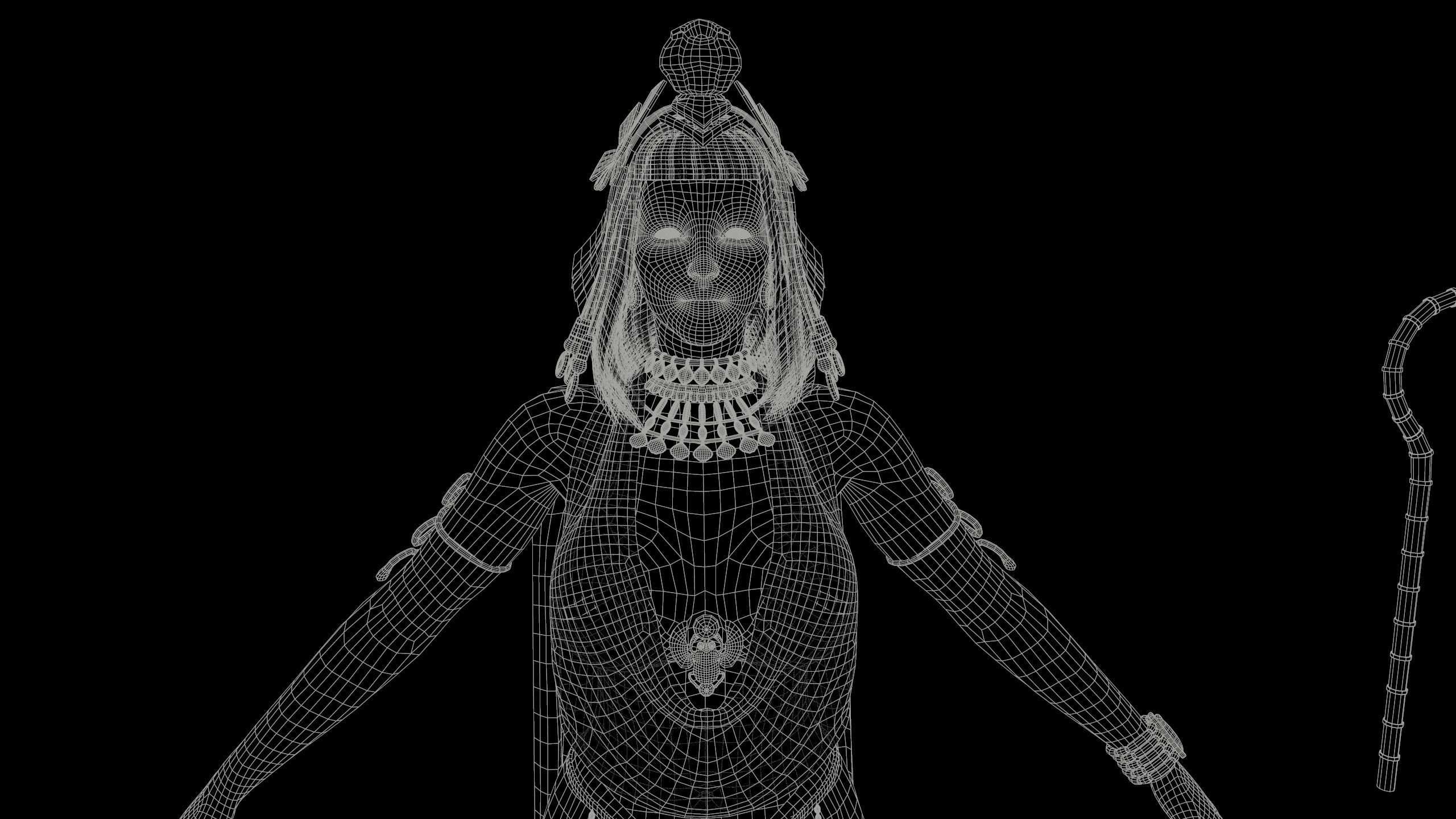 Cleopatra egyptian woman in dress Low-poly 3D model_11