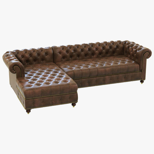 Restoration Hardware Cambridge Leather Left-Arm Sofa Chaise Sect 3D model
