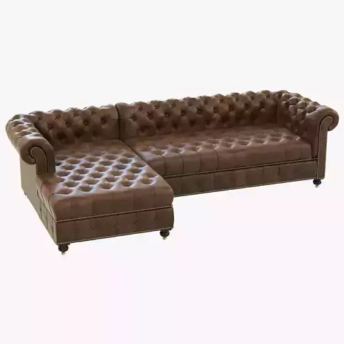 Restoration Hardware Cambridge Leather Left-Arm Sofa Chaise Sect 3D model