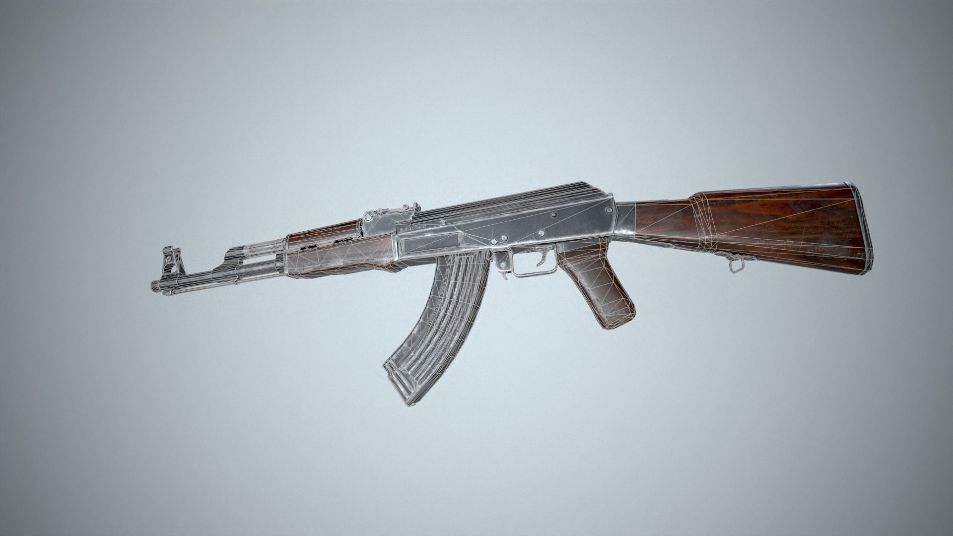Ak-47 ak - rifle Low-poly 3D model_15