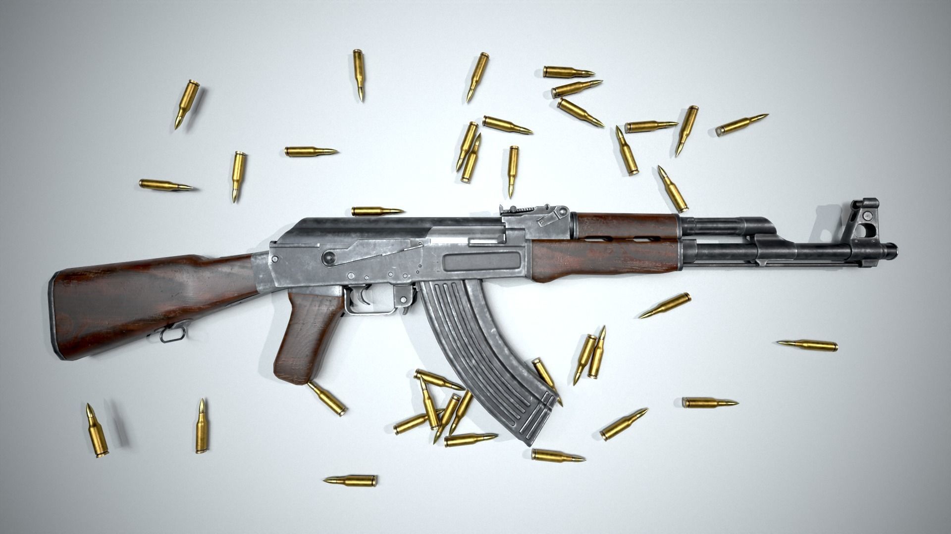 Ak-47 ak - rifle Low-poly 3D model_18