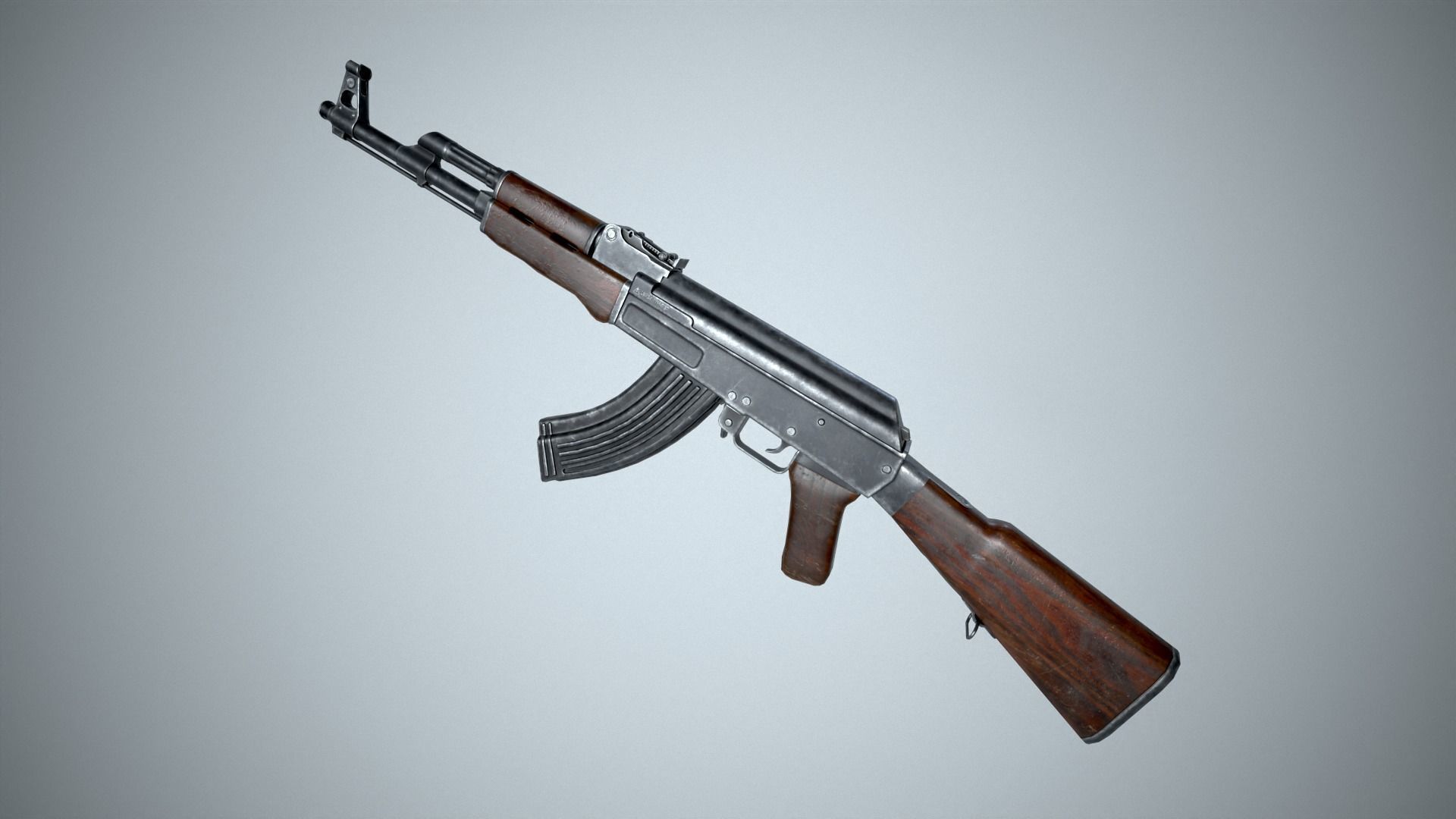 Ak-47 ak - rifle Low-poly 3D model_11