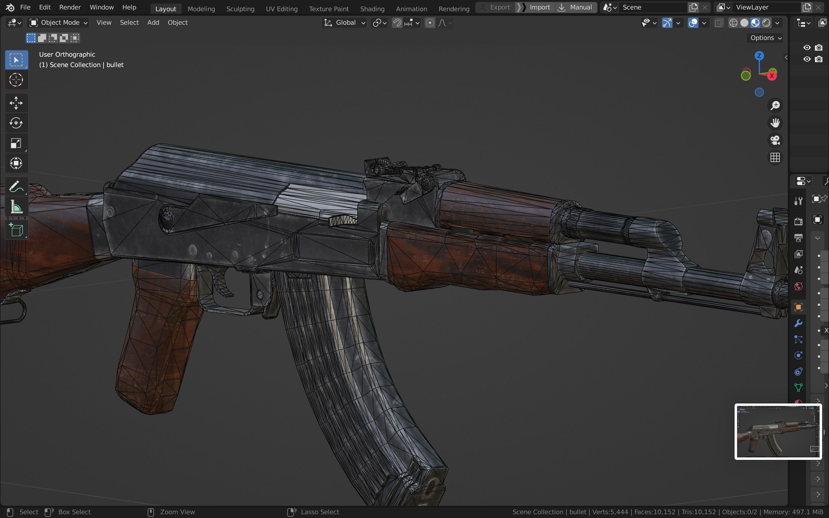 Ak-47 ak - rifle Low-poly 3D model_41