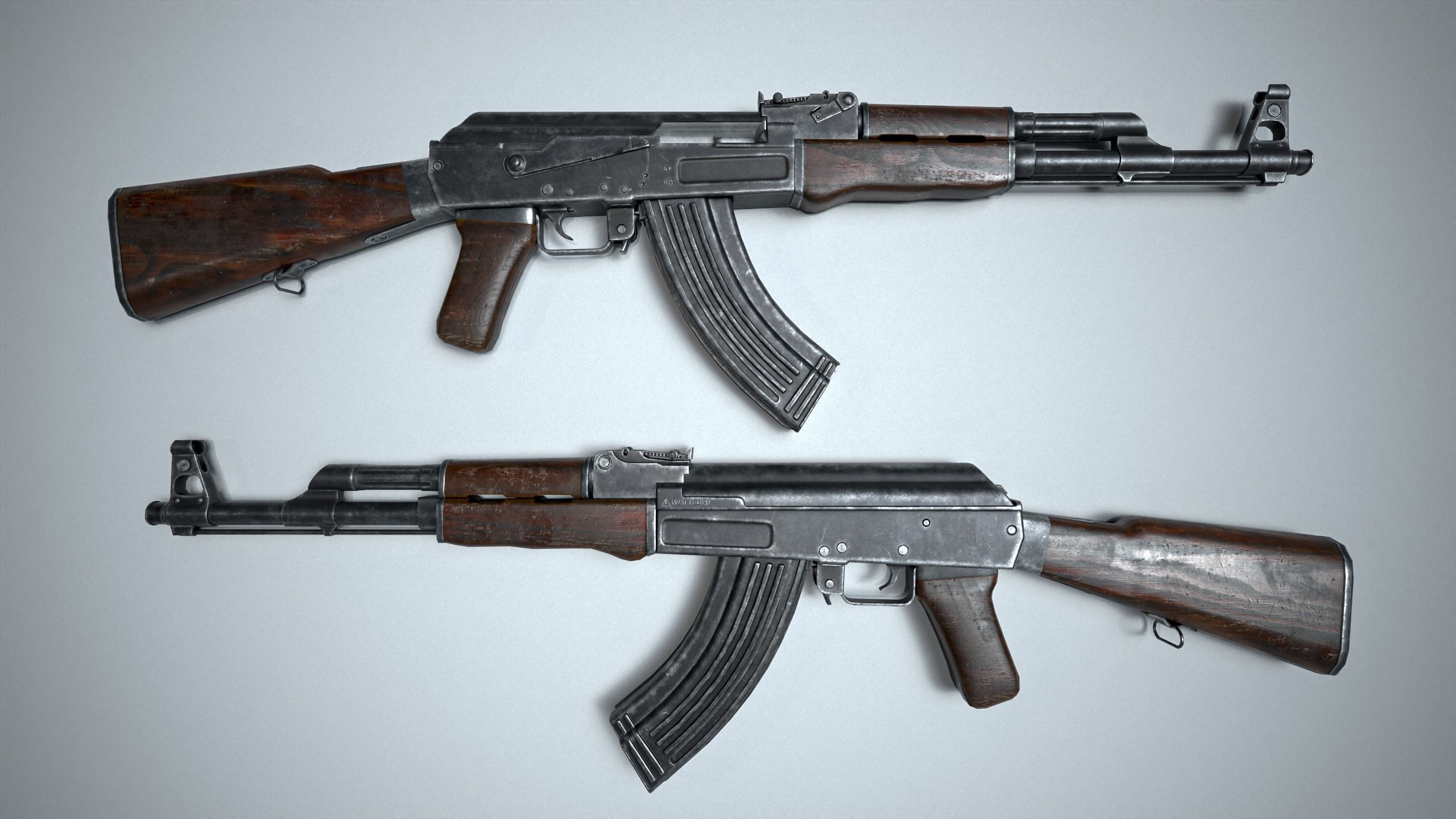 Ak-47 ak - rifle Low-poly 3D model_3