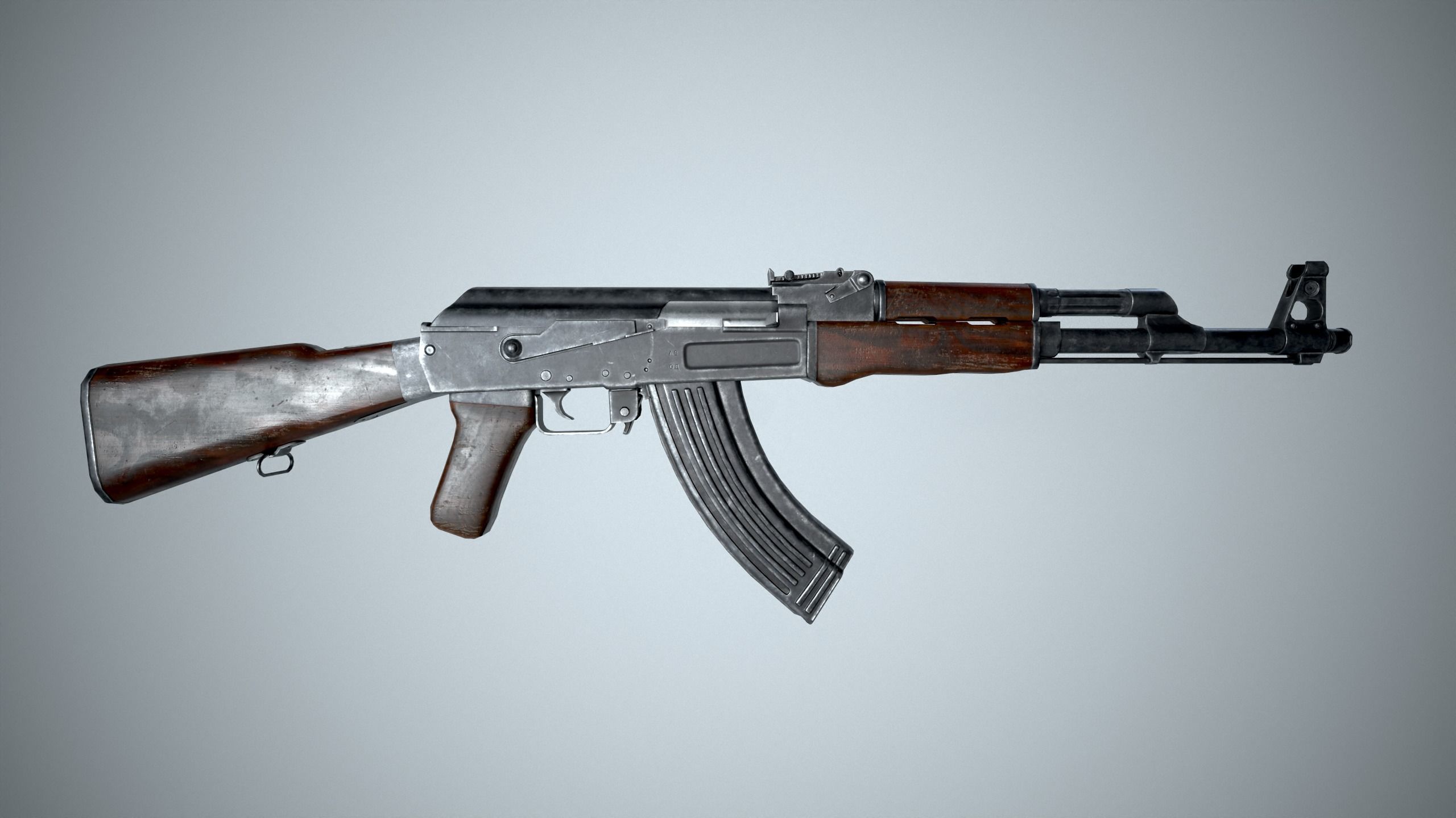 Ak-47 ak - rifle Low-poly 3D model_14