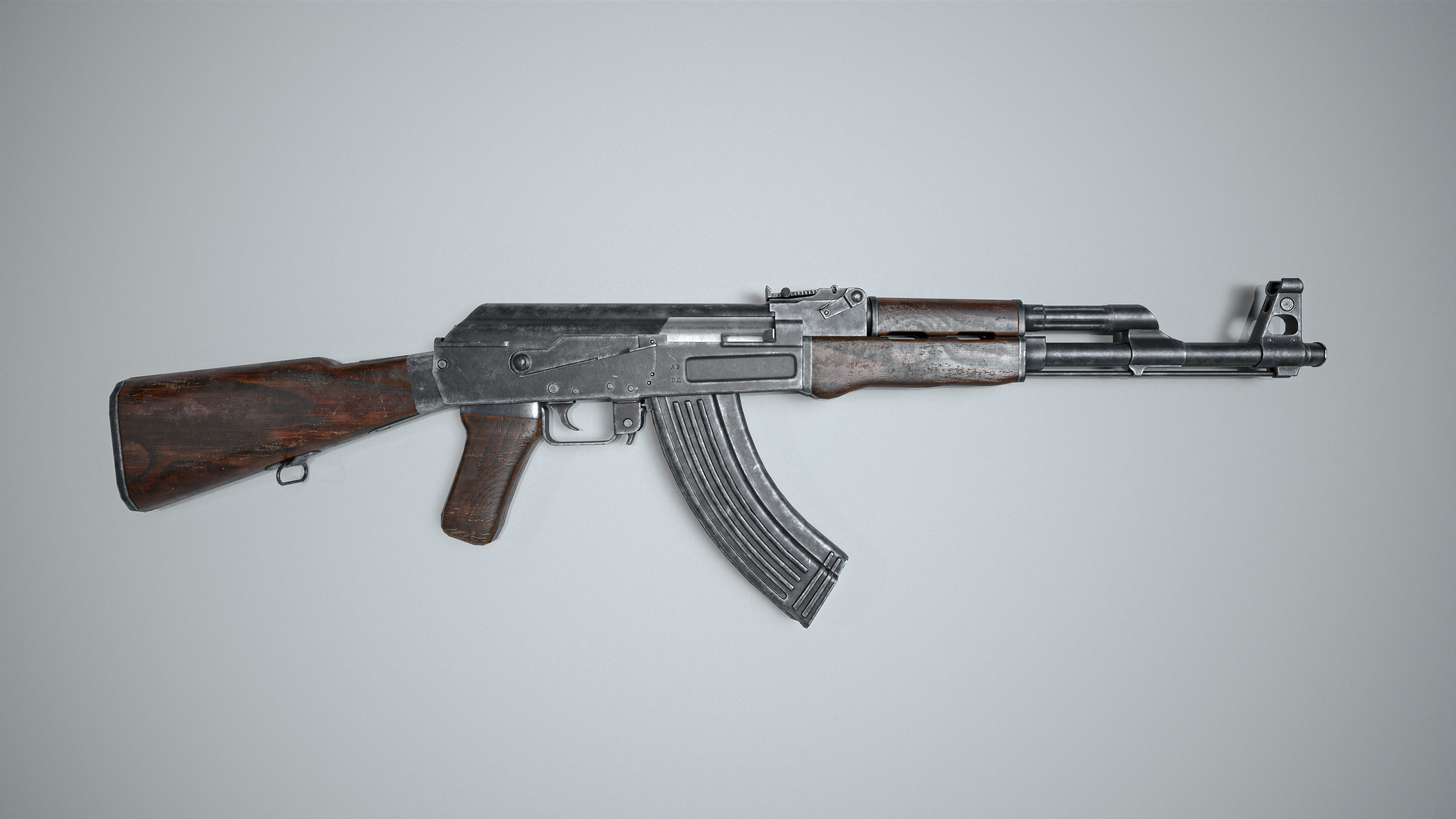 Ak-47 ak - rifle Low-poly 3D model_2