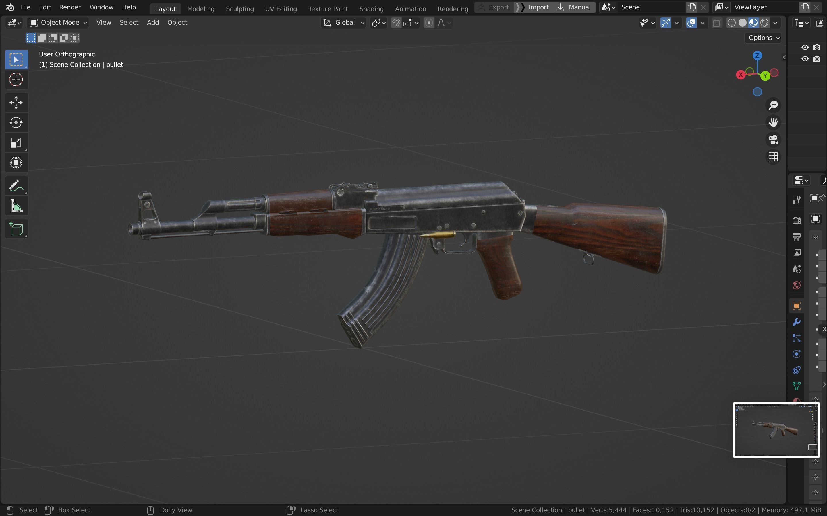 Ak-47 ak - rifle Low-poly 3D model_32