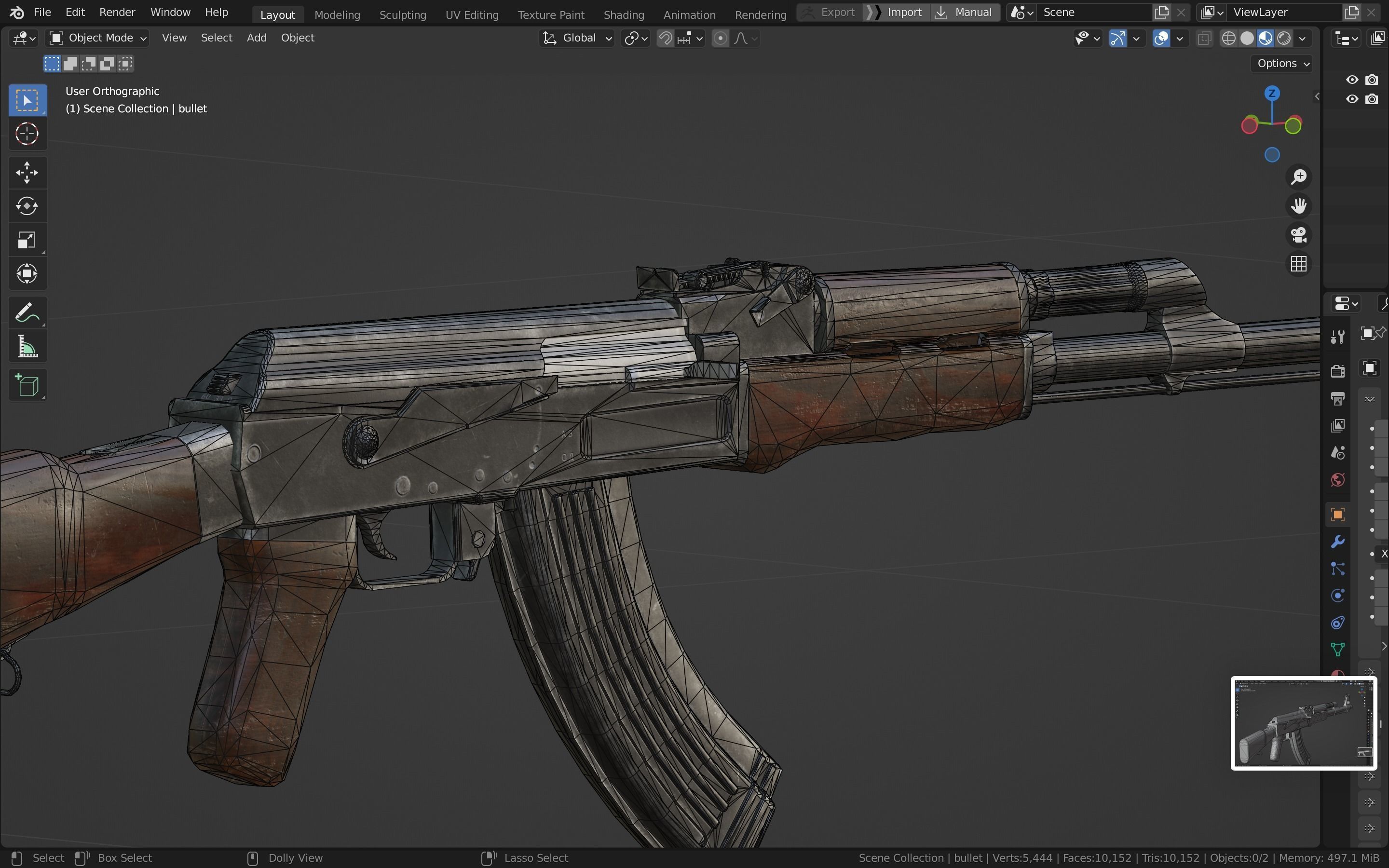 Ak-47 ak - rifle Low-poly 3D model_39