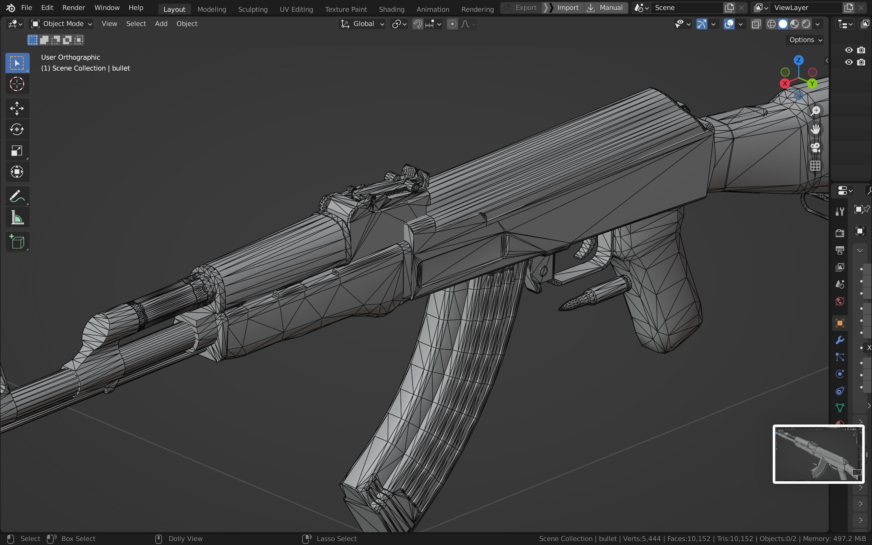 Ak-47 ak - rifle Low-poly 3D model_36