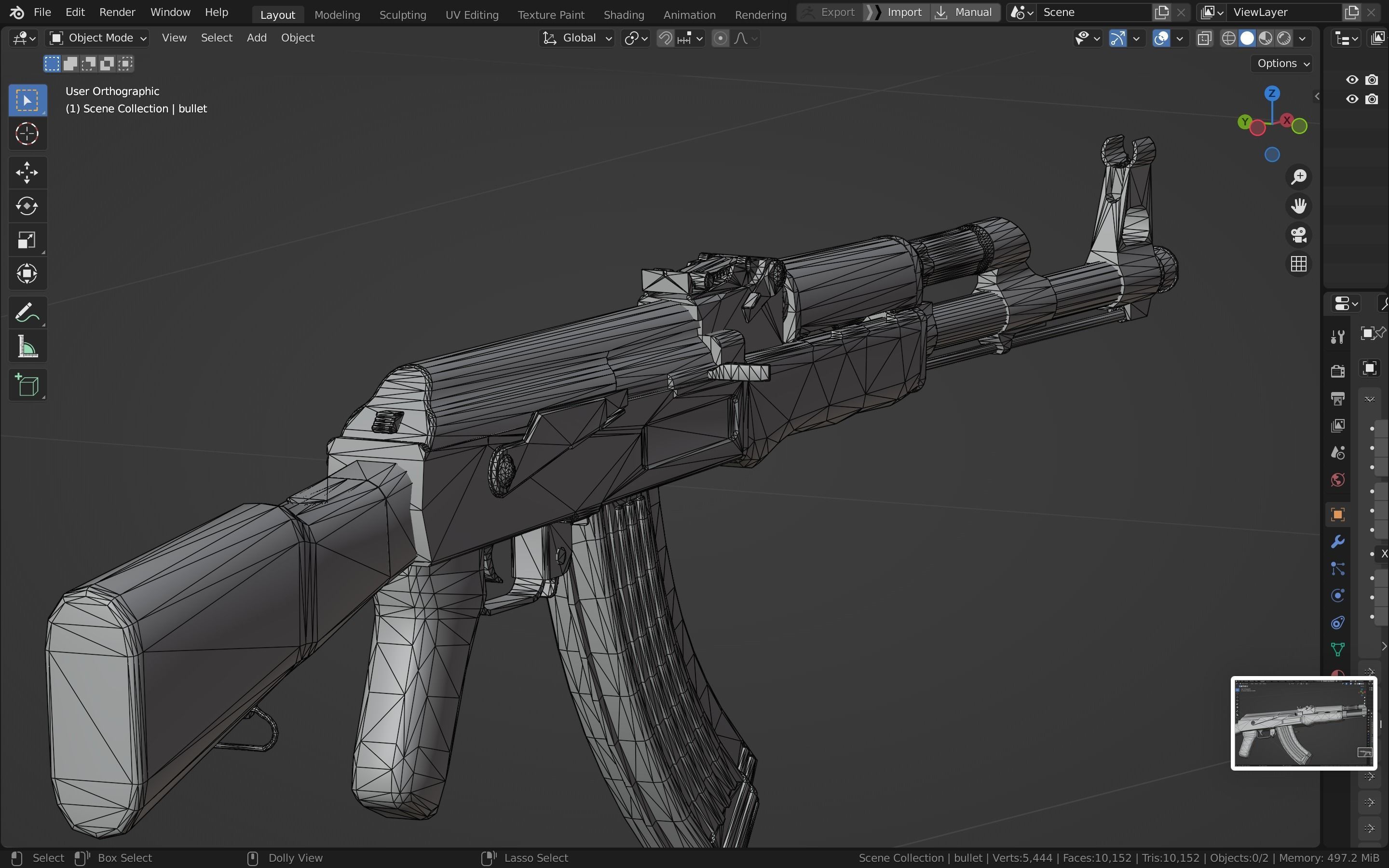 Ak-47 ak - rifle Low-poly 3D model_34