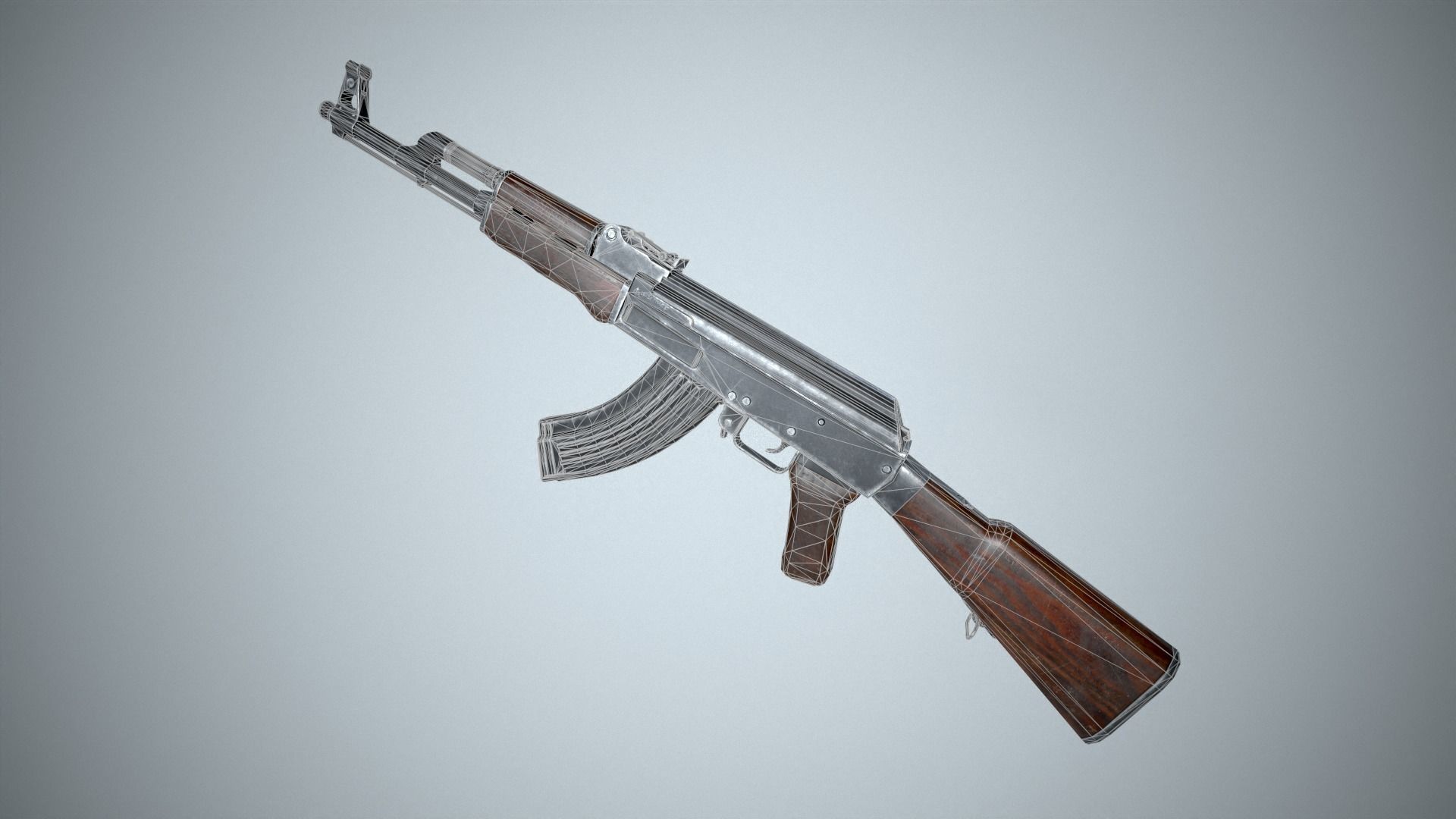 Ak-47 ak - rifle Low-poly 3D model_13