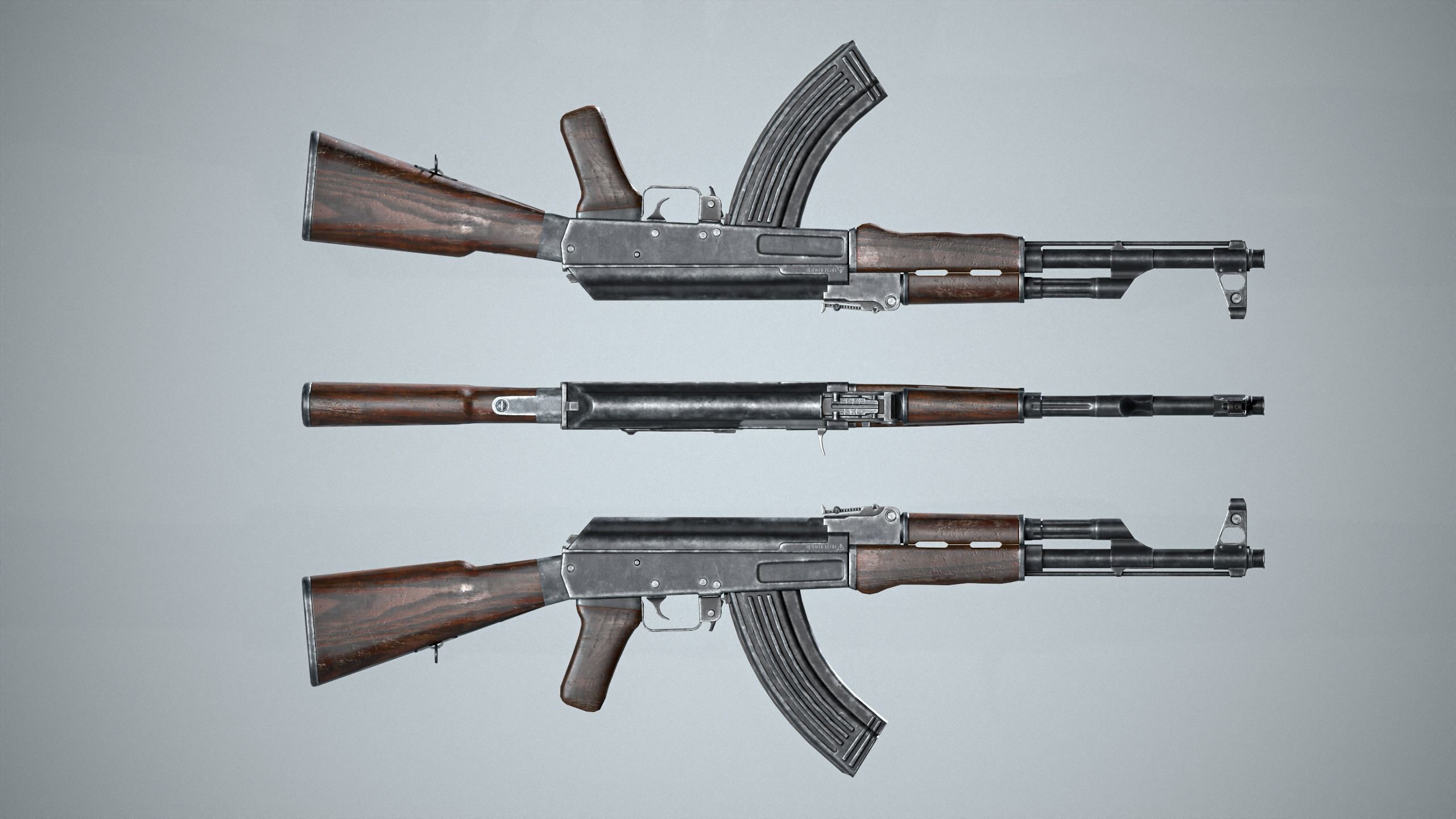 Ak-47 ak - rifle Low-poly 3D model_4