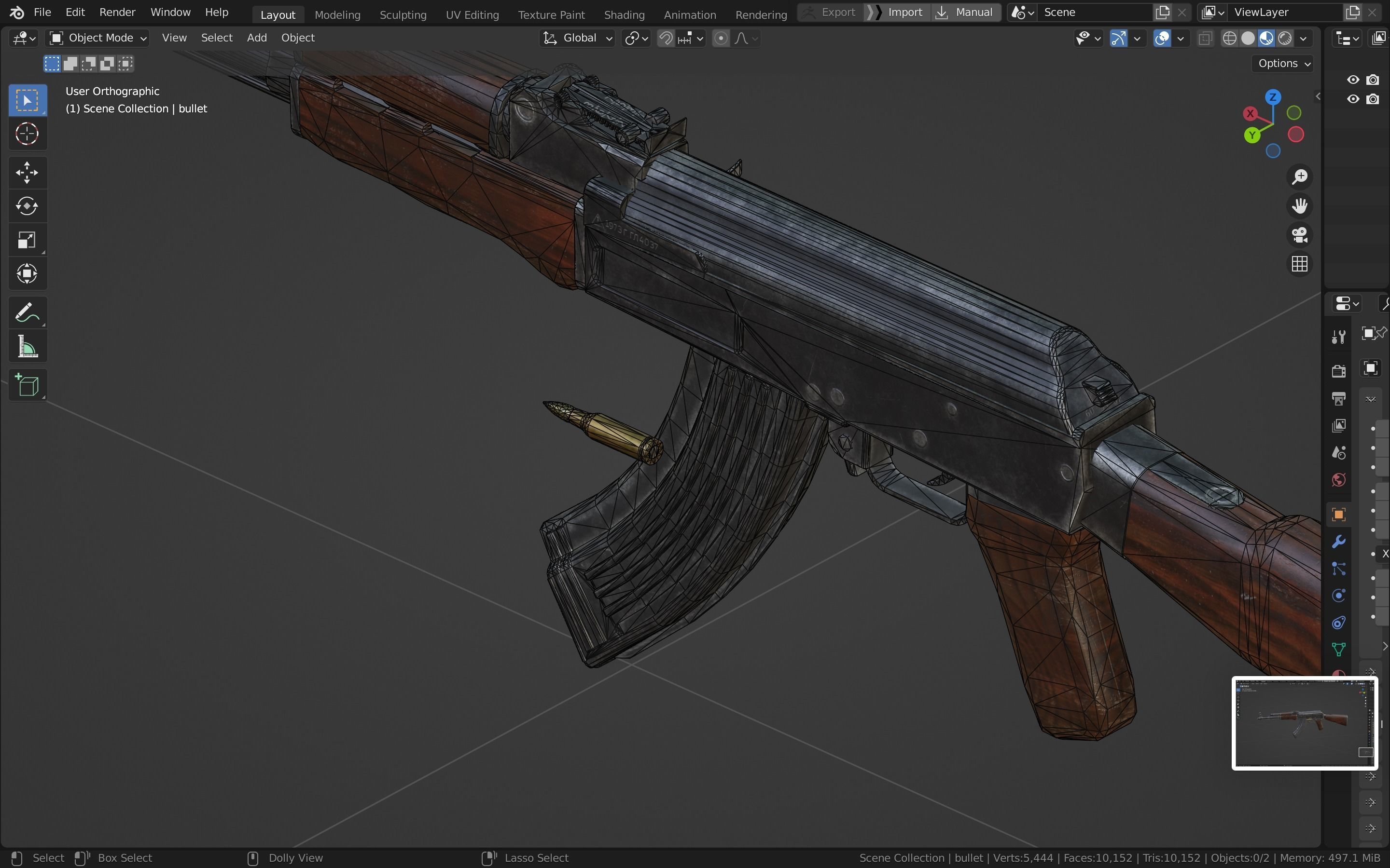 Ak-47 ak - rifle Low-poly 3D model_40
