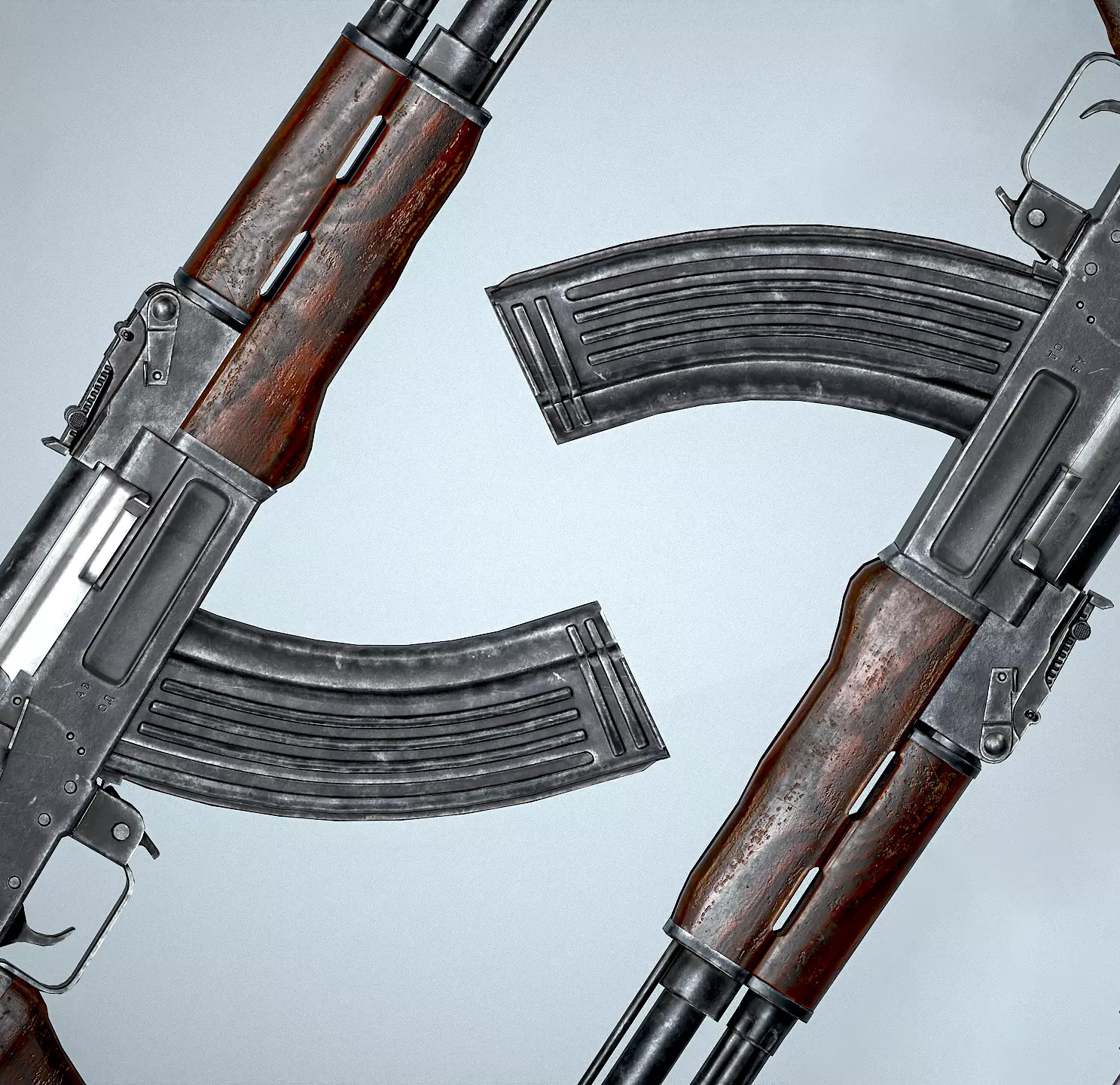 Ak-47 ak - rifle Low-poly 3D model_0