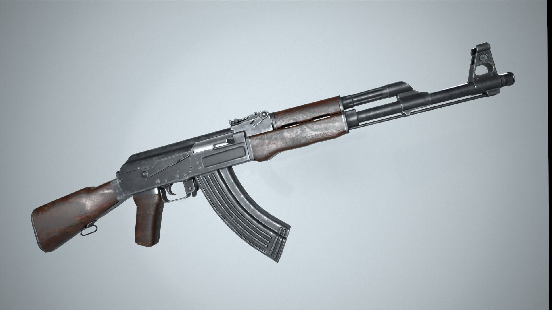 Ak-47 ak - rifle Low-poly 3D model_10