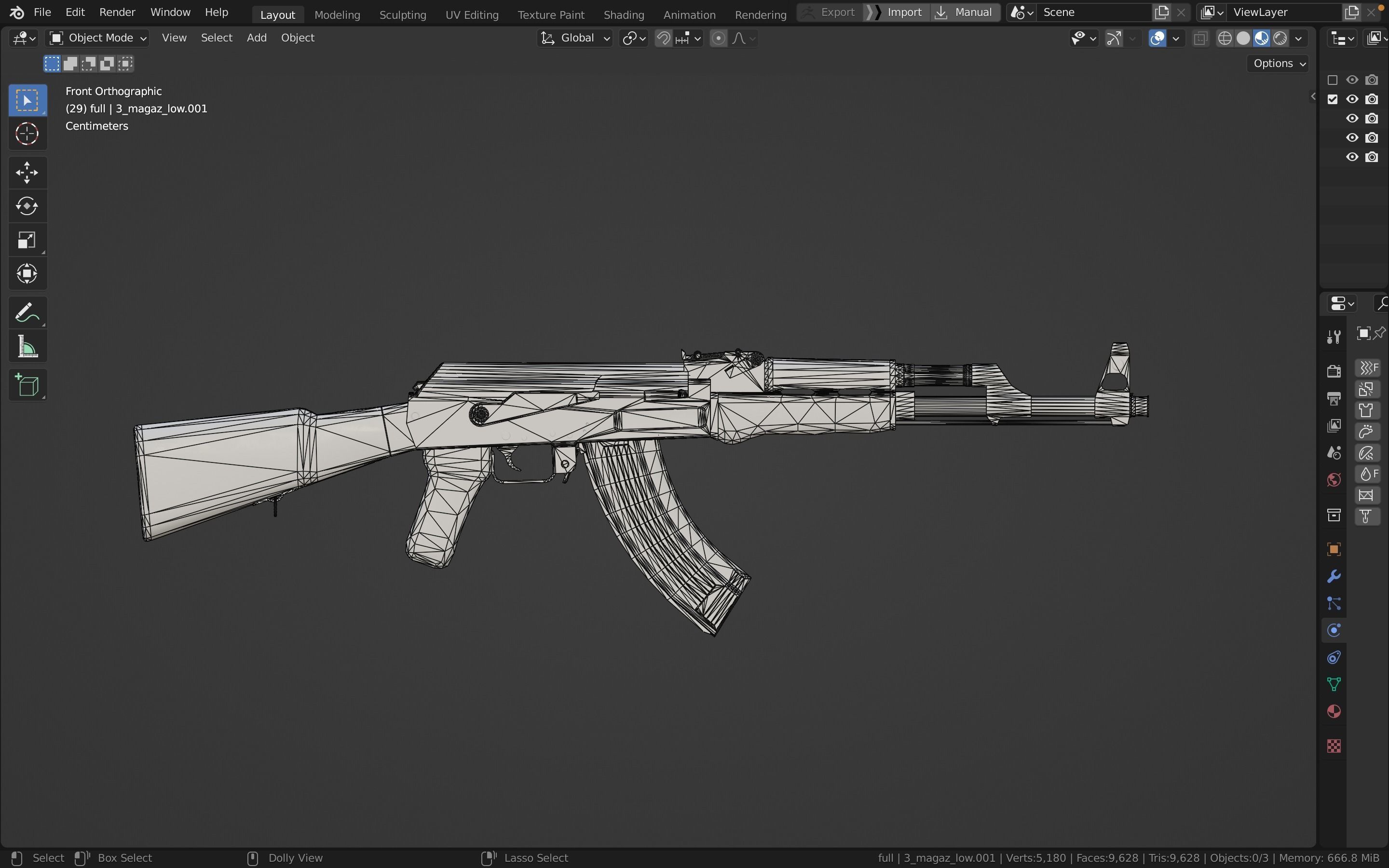 Ak-47 ak - rifle Low-poly 3D model_30