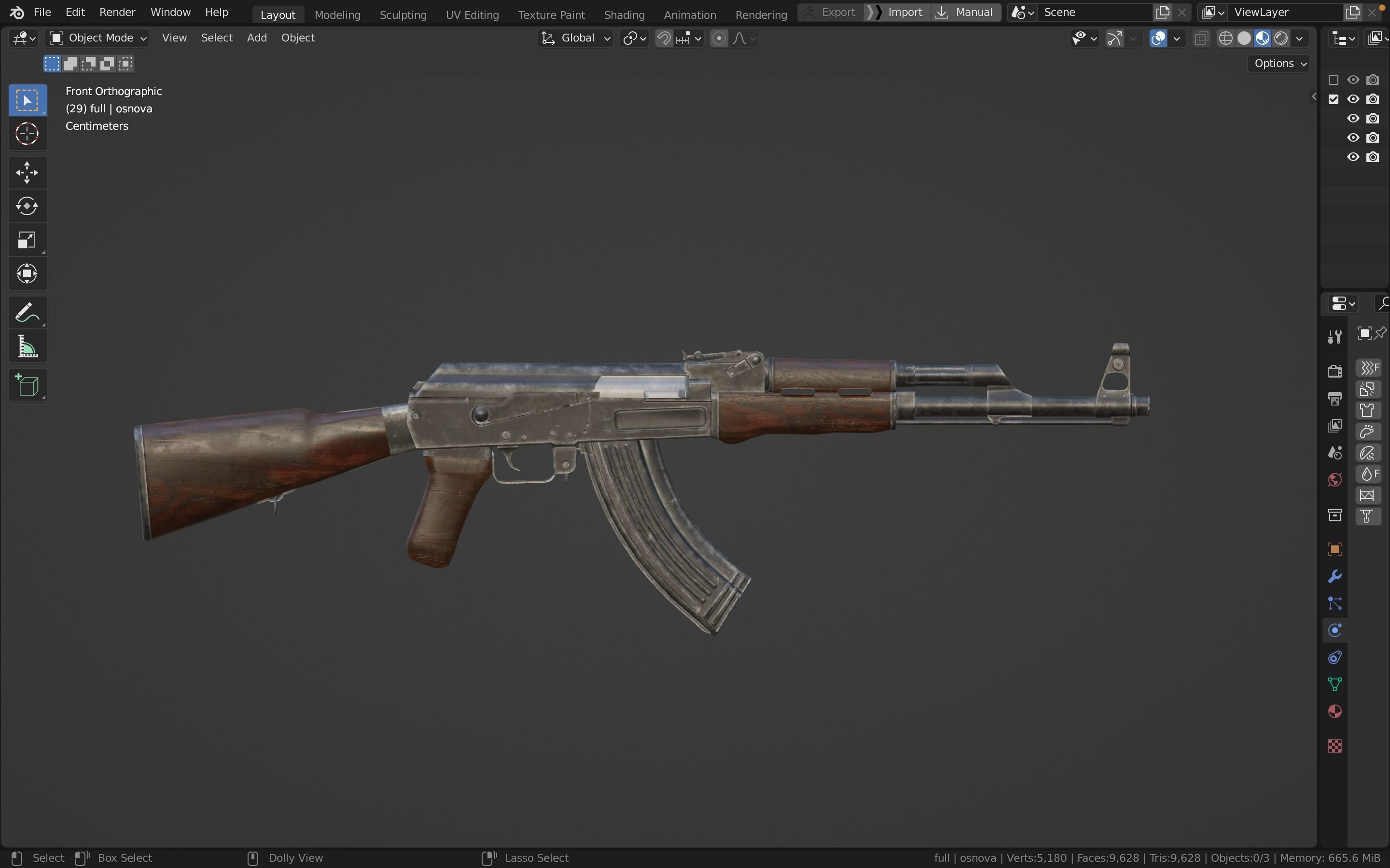 Ak-47 ak - rifle Low-poly 3D model_25