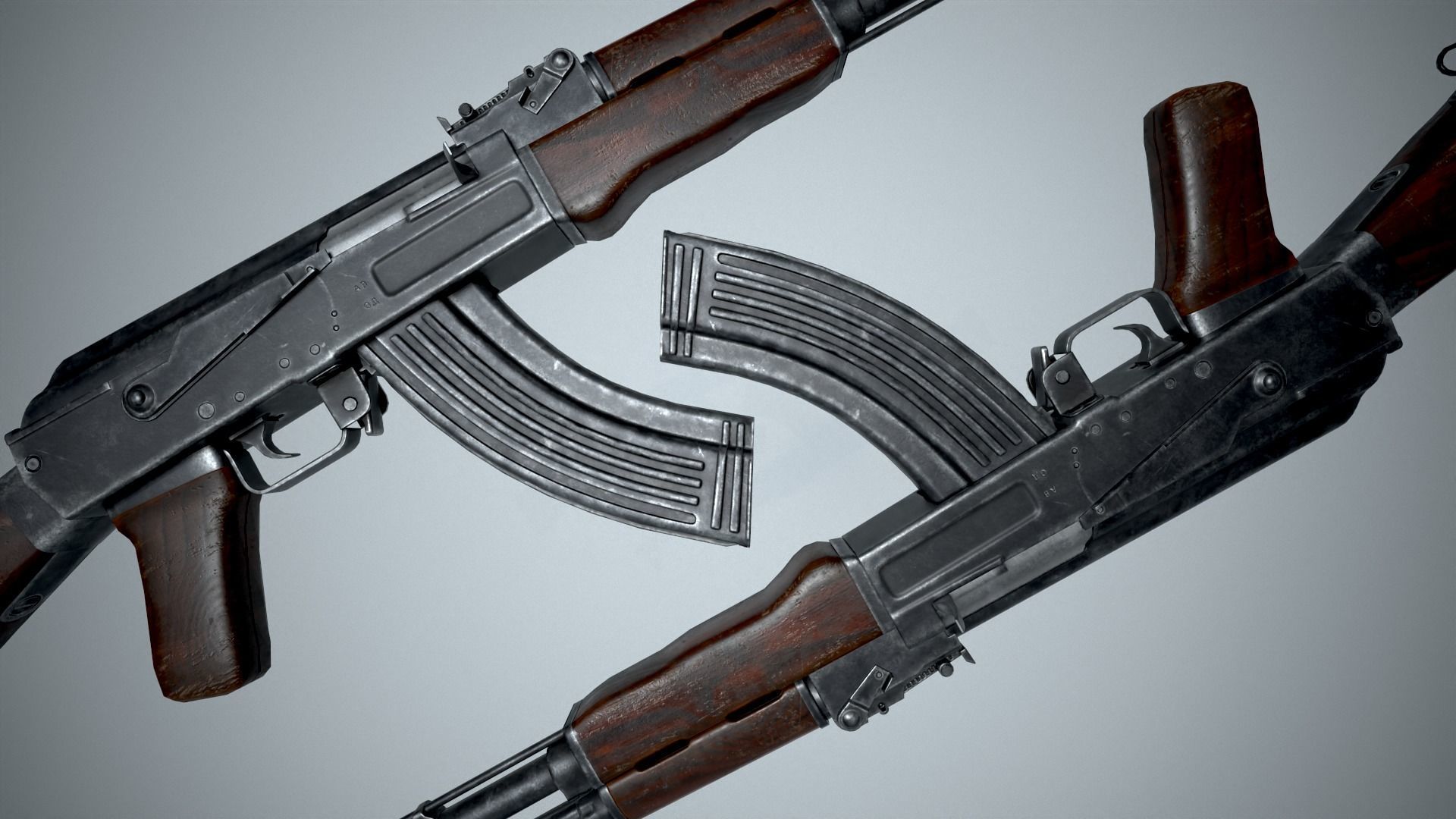 Ak-47 ak - rifle Low-poly 3D model_7