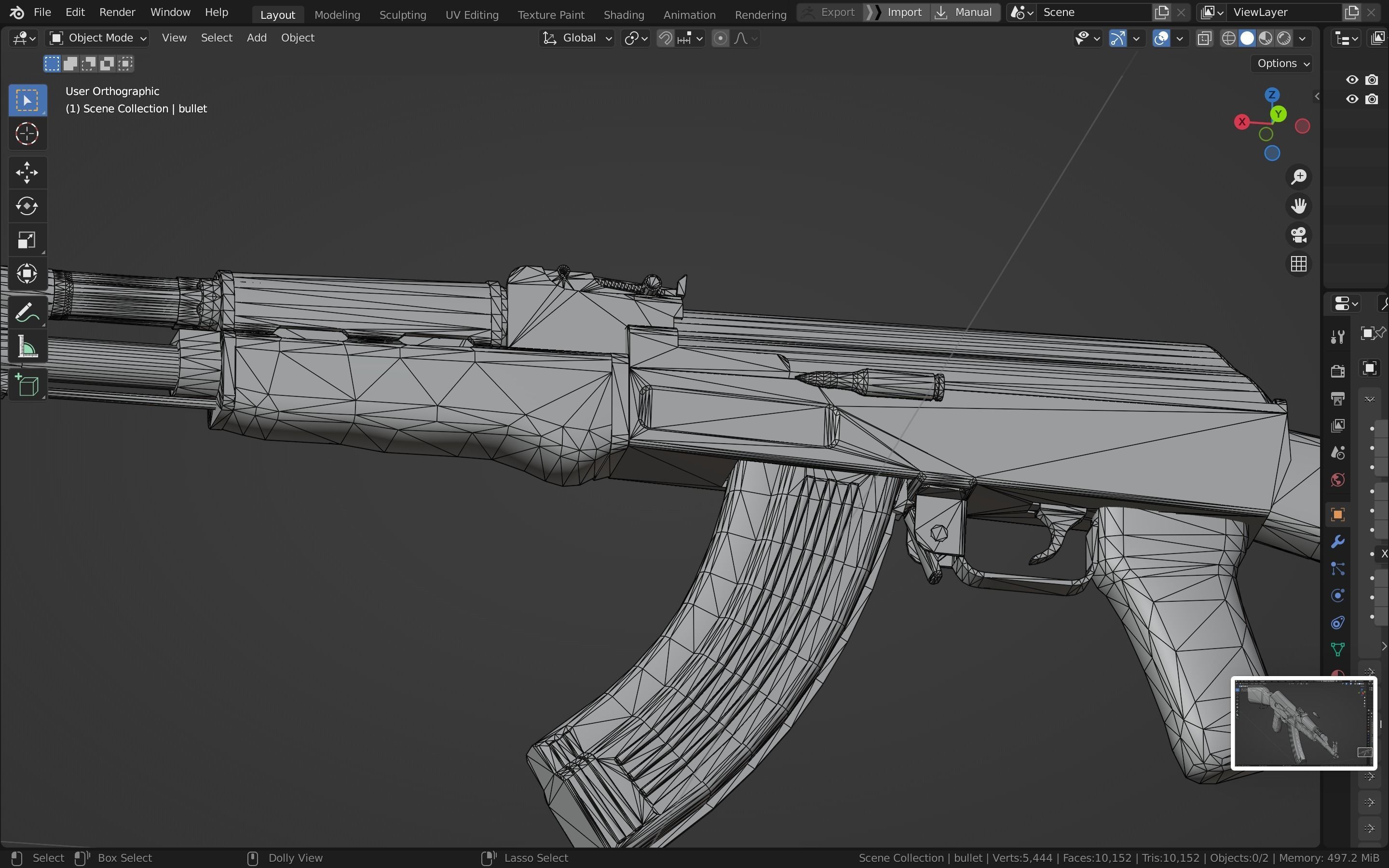 Ak-47 ak - rifle Low-poly 3D model_22