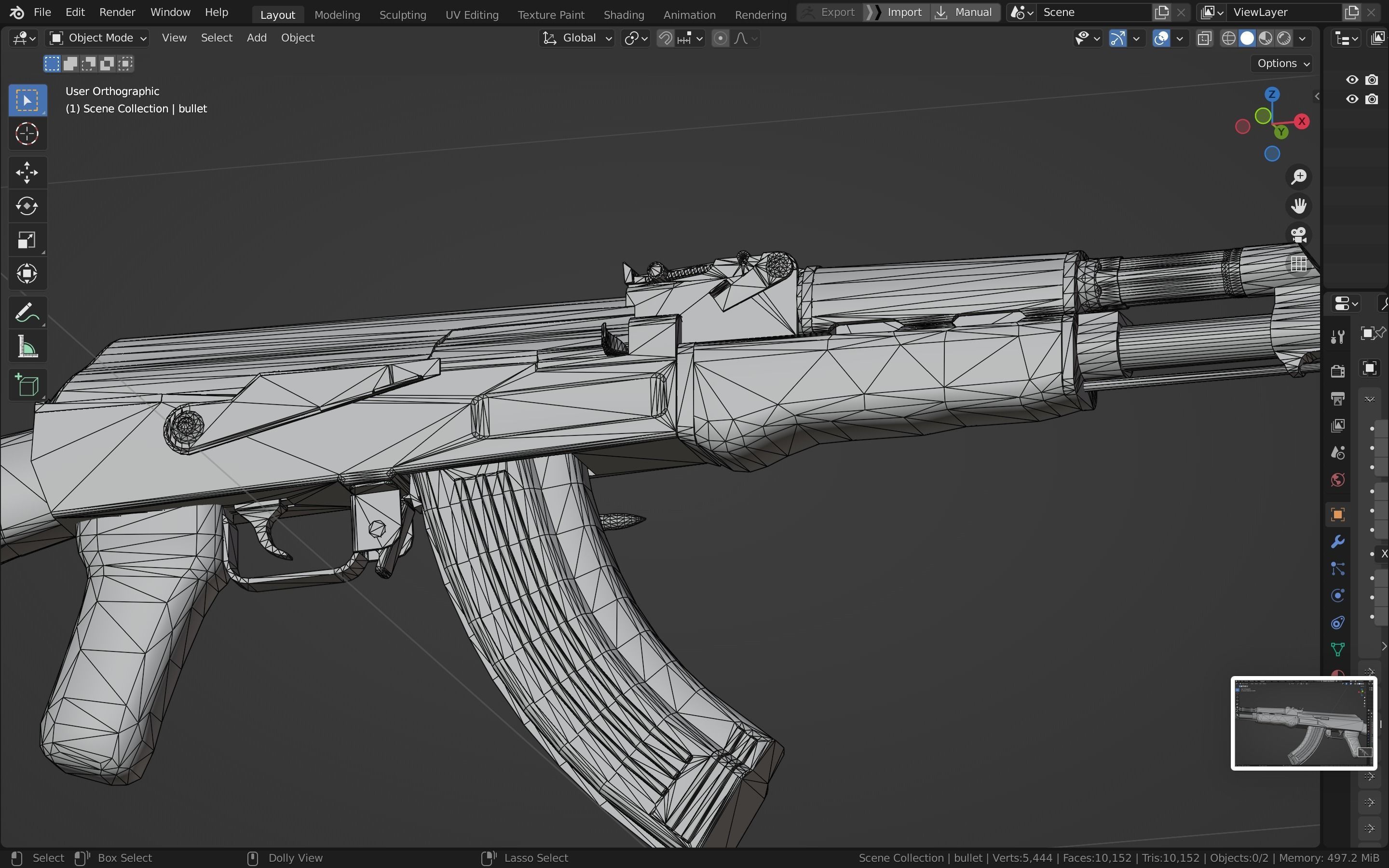 Ak-47 ak - rifle Low-poly 3D model_35