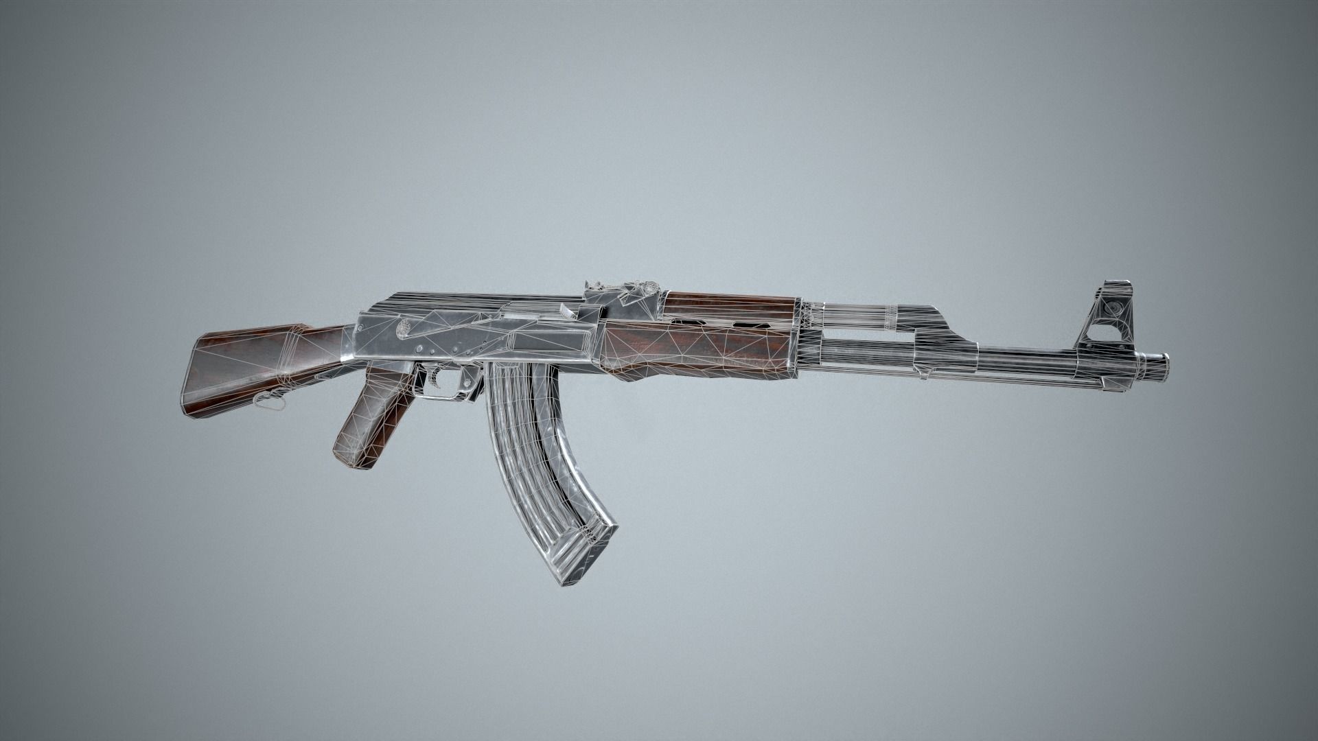 Ak-47 ak - rifle Low-poly 3D model_16
