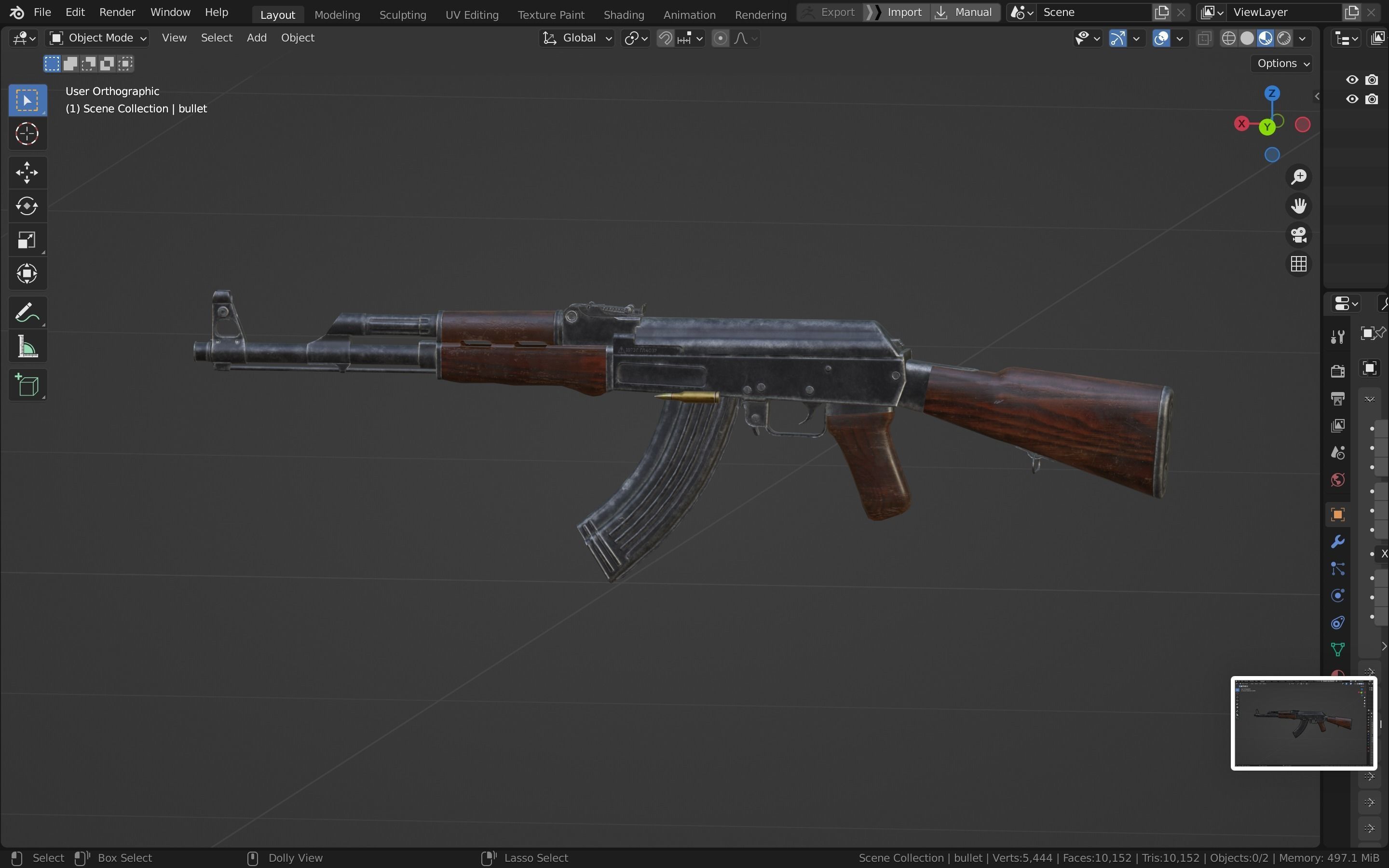 Ak-47 ak - rifle Low-poly 3D model_29