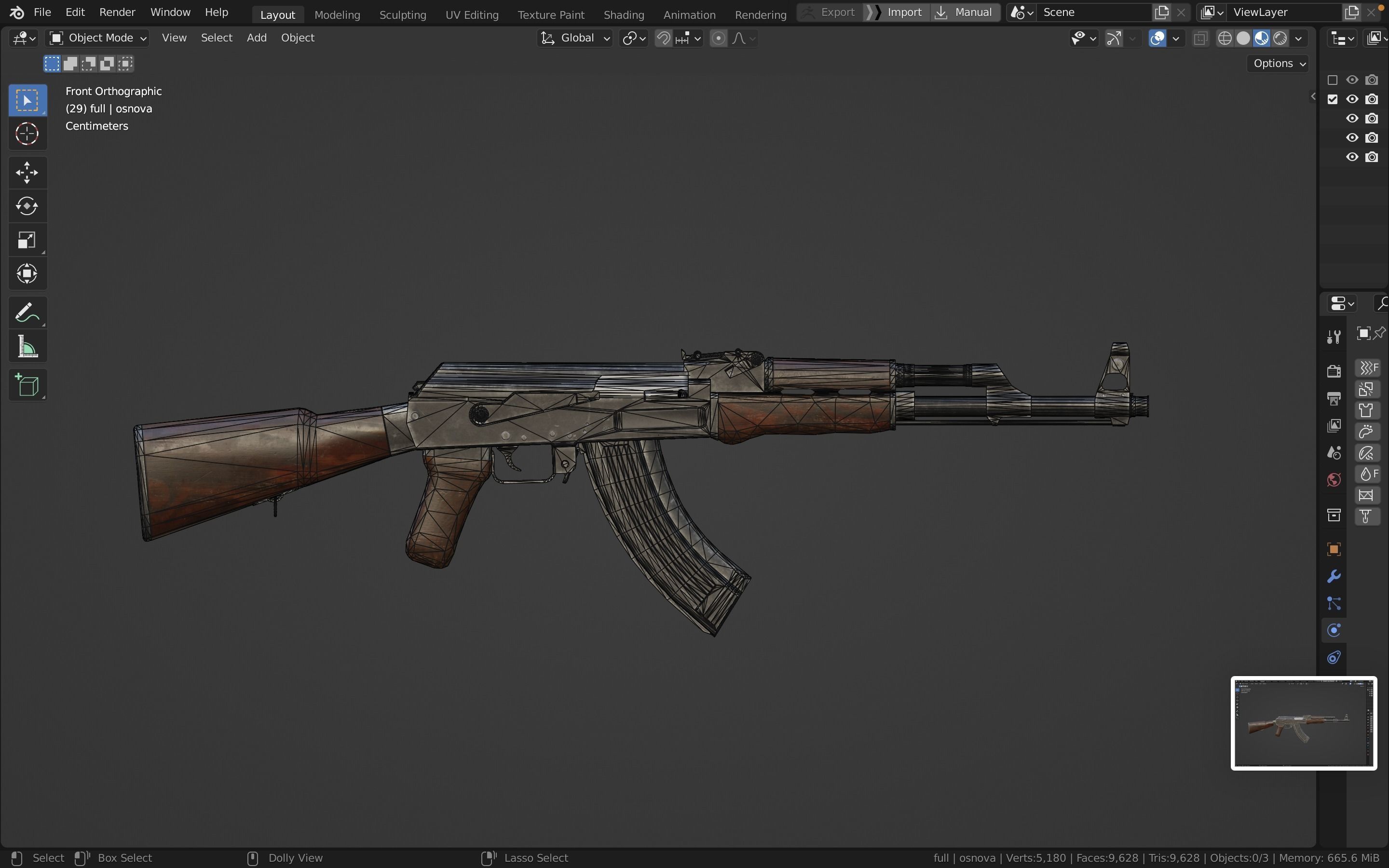 Ak-47 ak - rifle Low-poly 3D model_31