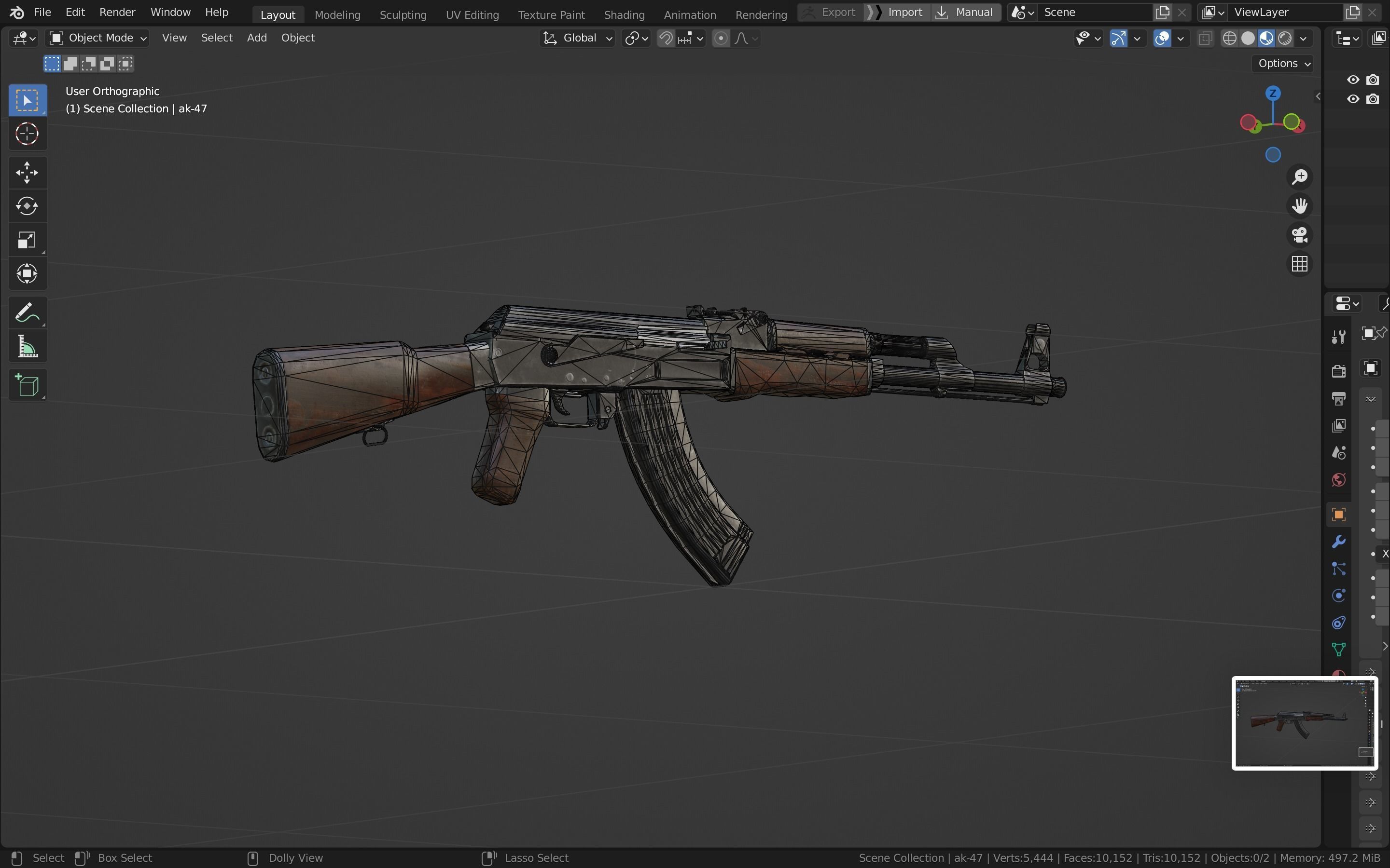 Ak-47 ak - rifle Low-poly 3D model_28