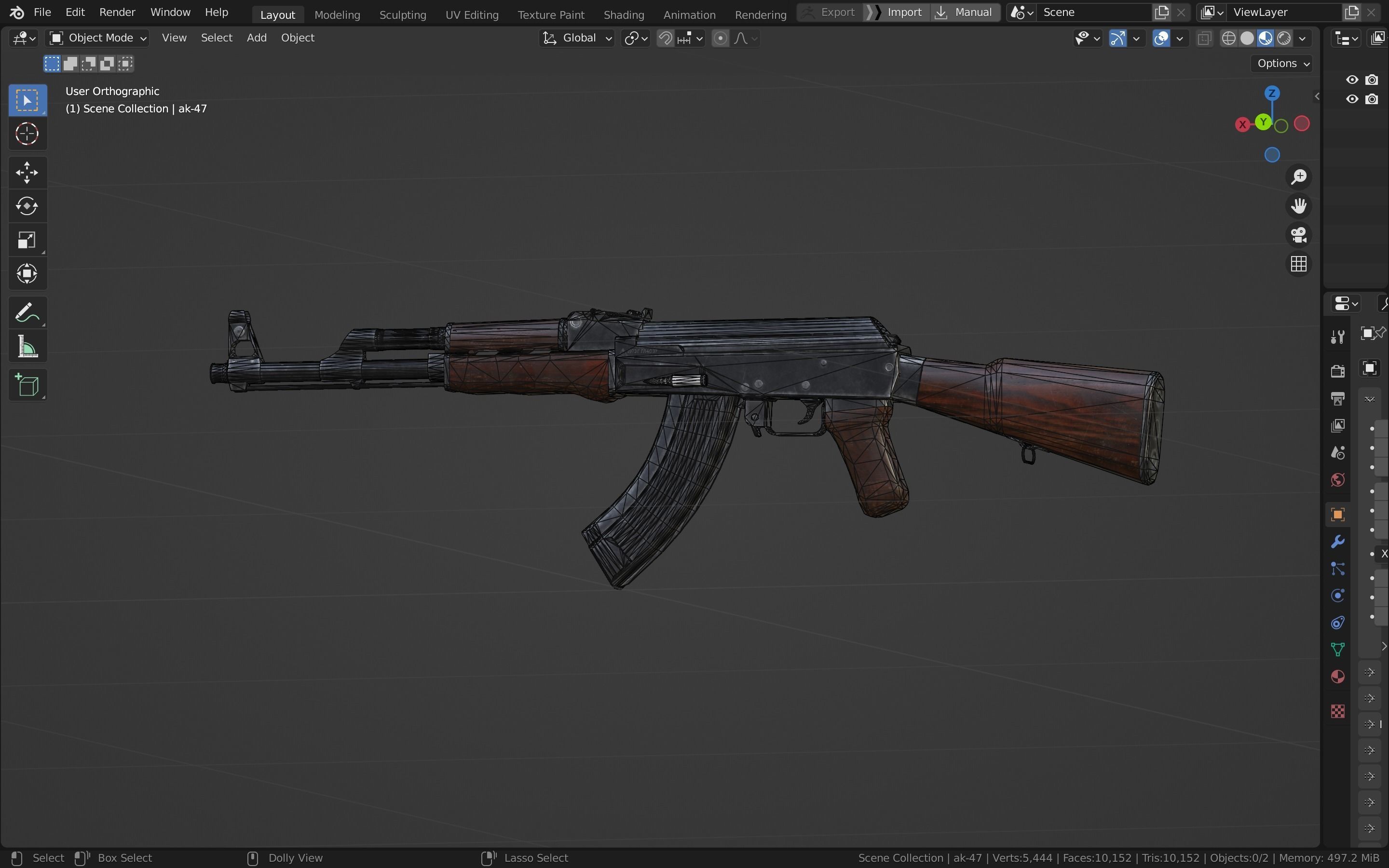 Ak-47 ak - rifle Low-poly 3D model_26