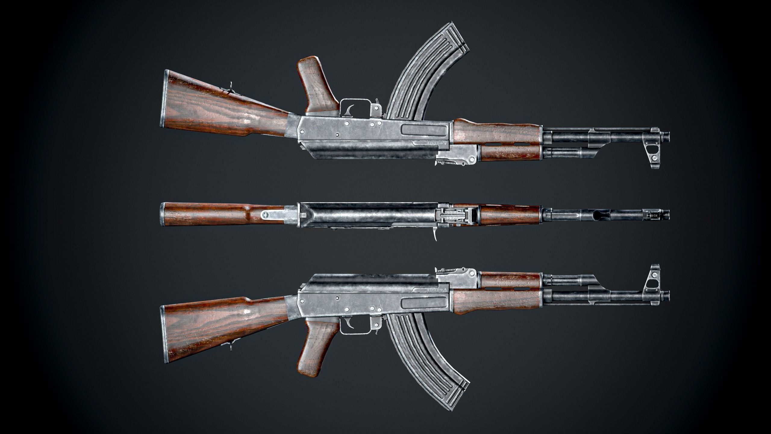 Ak-47 ak - rifle Low-poly 3D model_8
