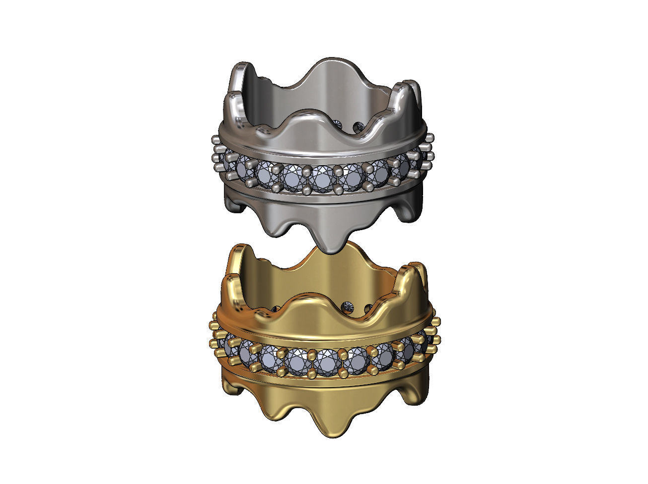 Dripping wide 3mm diamonds eternity band US sizes 7 8 3D print model_3