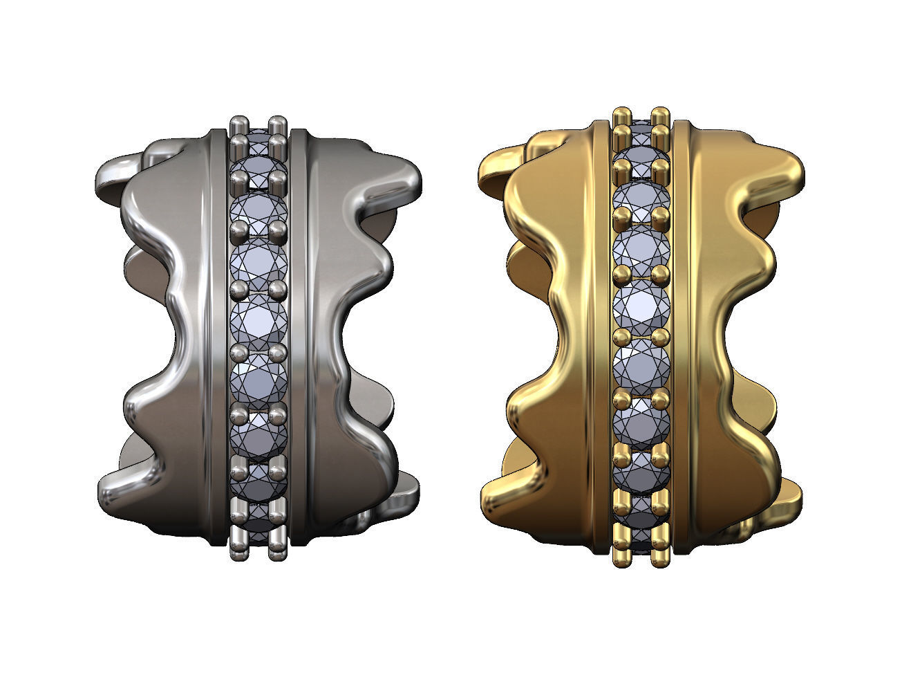 Dripping wide 3mm diamonds eternity band US sizes 7 8 3D print model_2