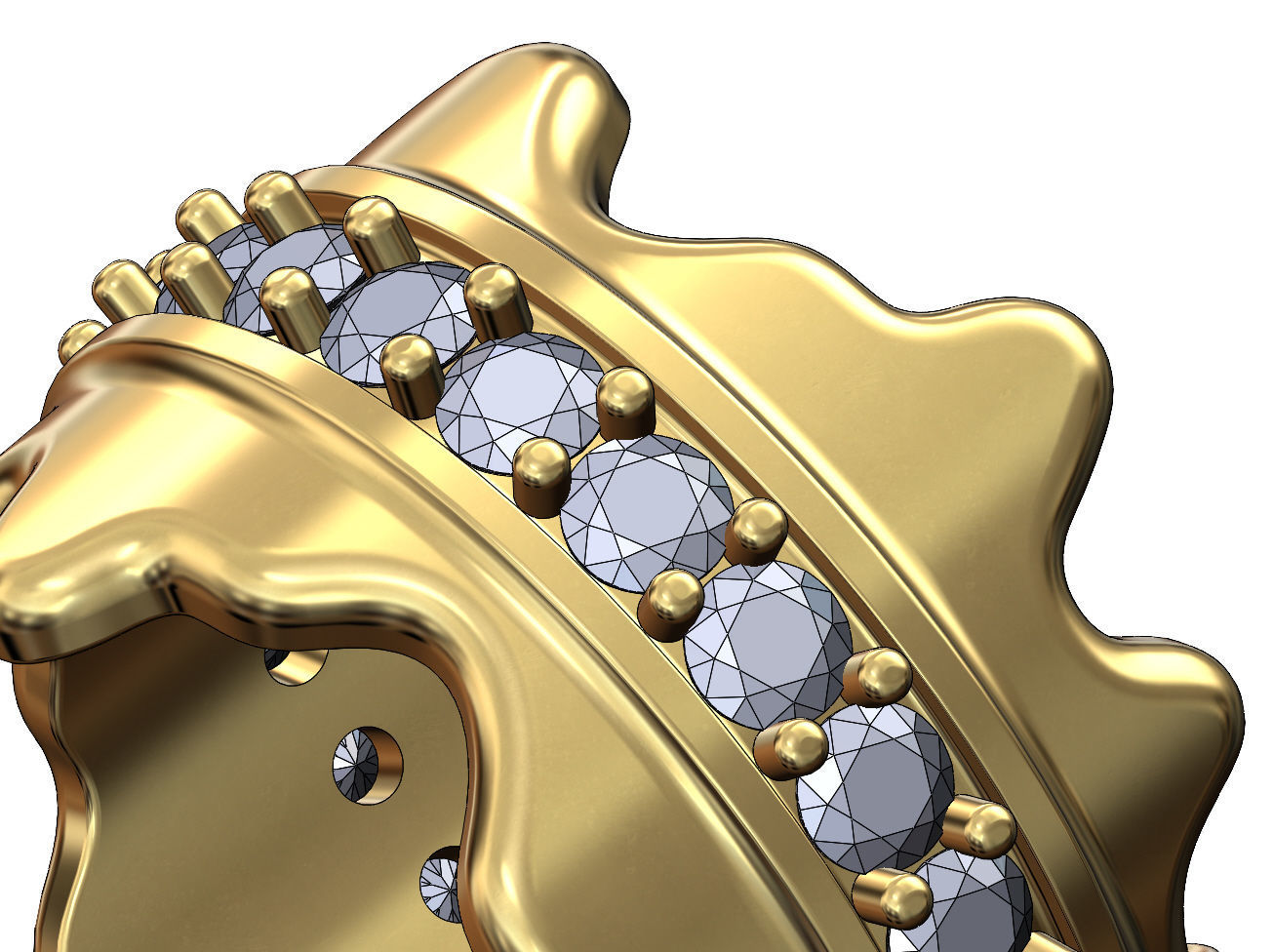 Dripping wide 3mm diamonds eternity band US sizes 7 8 3D print model_4