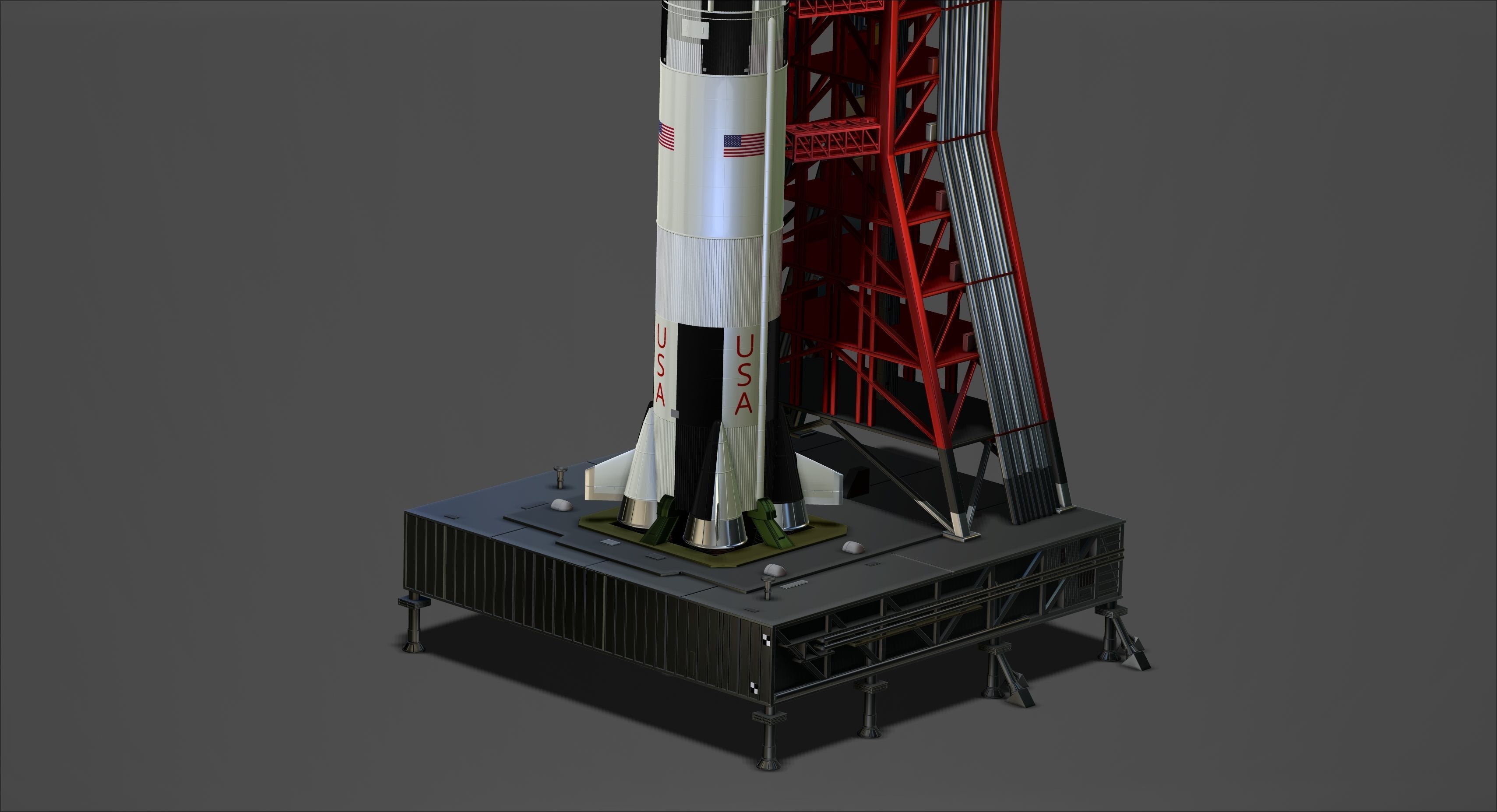 Nasa Saturn V Rocket and Launch Pad 3D model for 3D Printer 3D print model_8